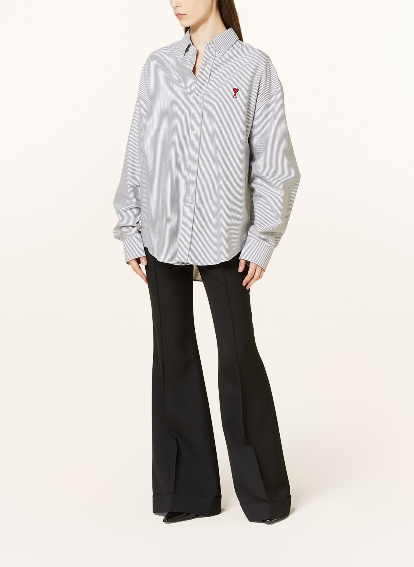 AMI PARIS Shirt blouse, Color: DARK GRAY/ WHITE (Image 2)