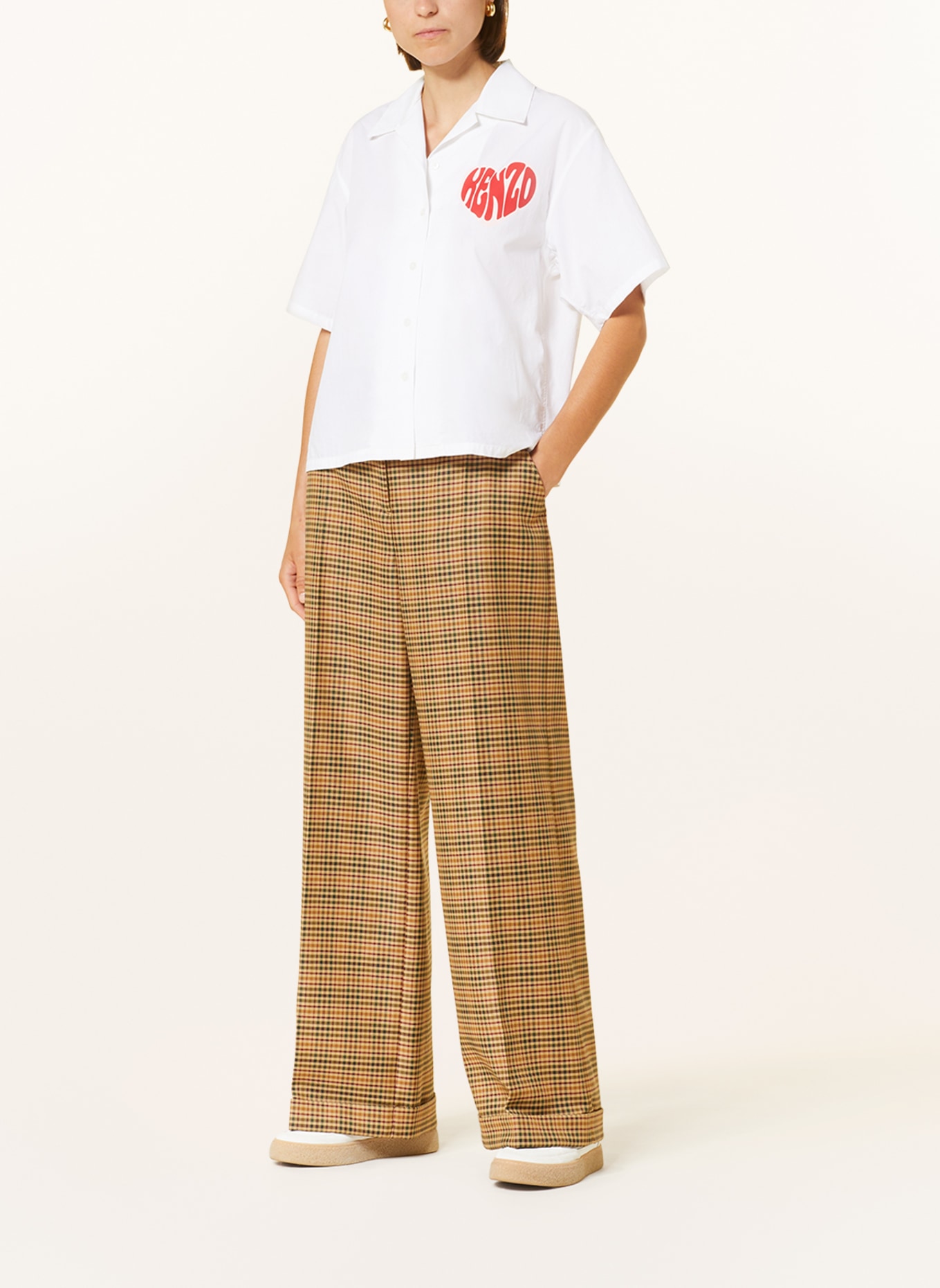 KENZO Wide leg trousers, Color: CAMEL/ DARK GREEN/ DARK RED (Image 2)