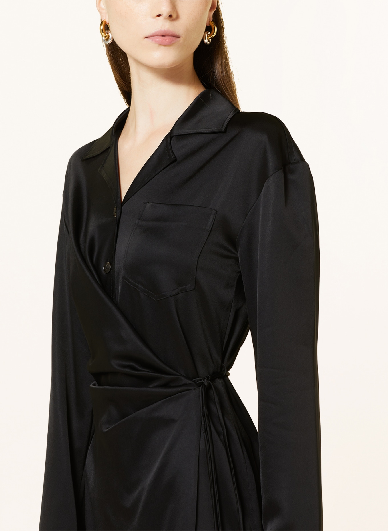 Nanushka Wrap dress XAVIERA made of satin, Color: BLACK BLACK (Image 4)
