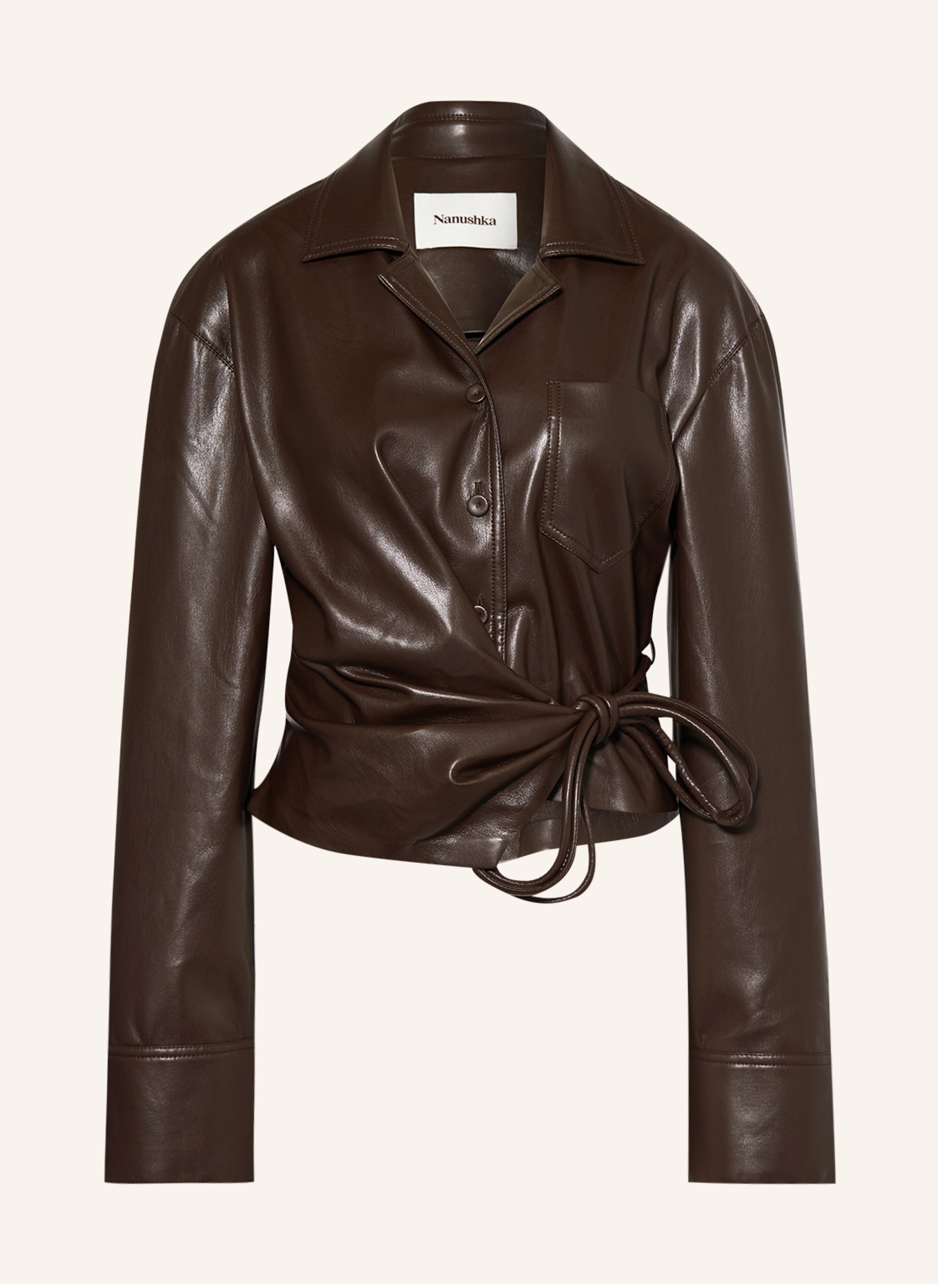 Nanushka Bluse MERANO leather look, Color: DARK BROWN (Image 1)