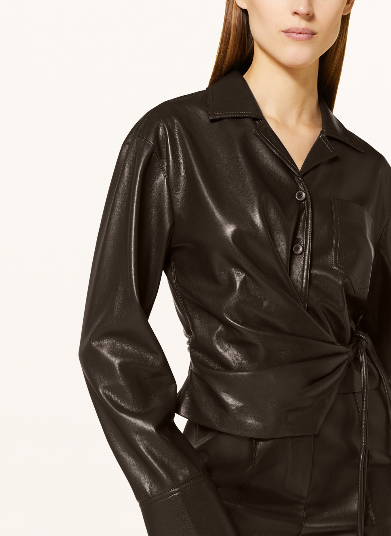 Nanushka Bluse MERANO leather look, Color: DARK BROWN (Image 4)