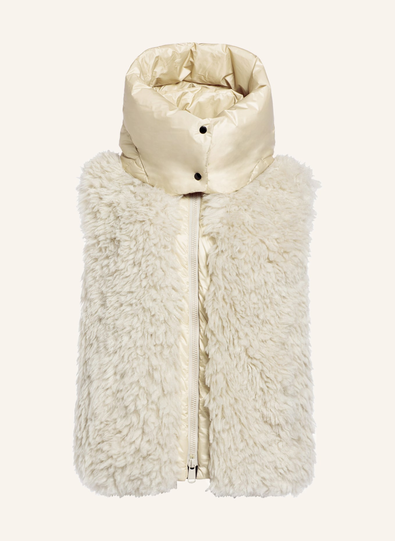 GOLDBERGH Down vest IFFA in faux fur with detachable hood, Color: ECRU (Image 1)