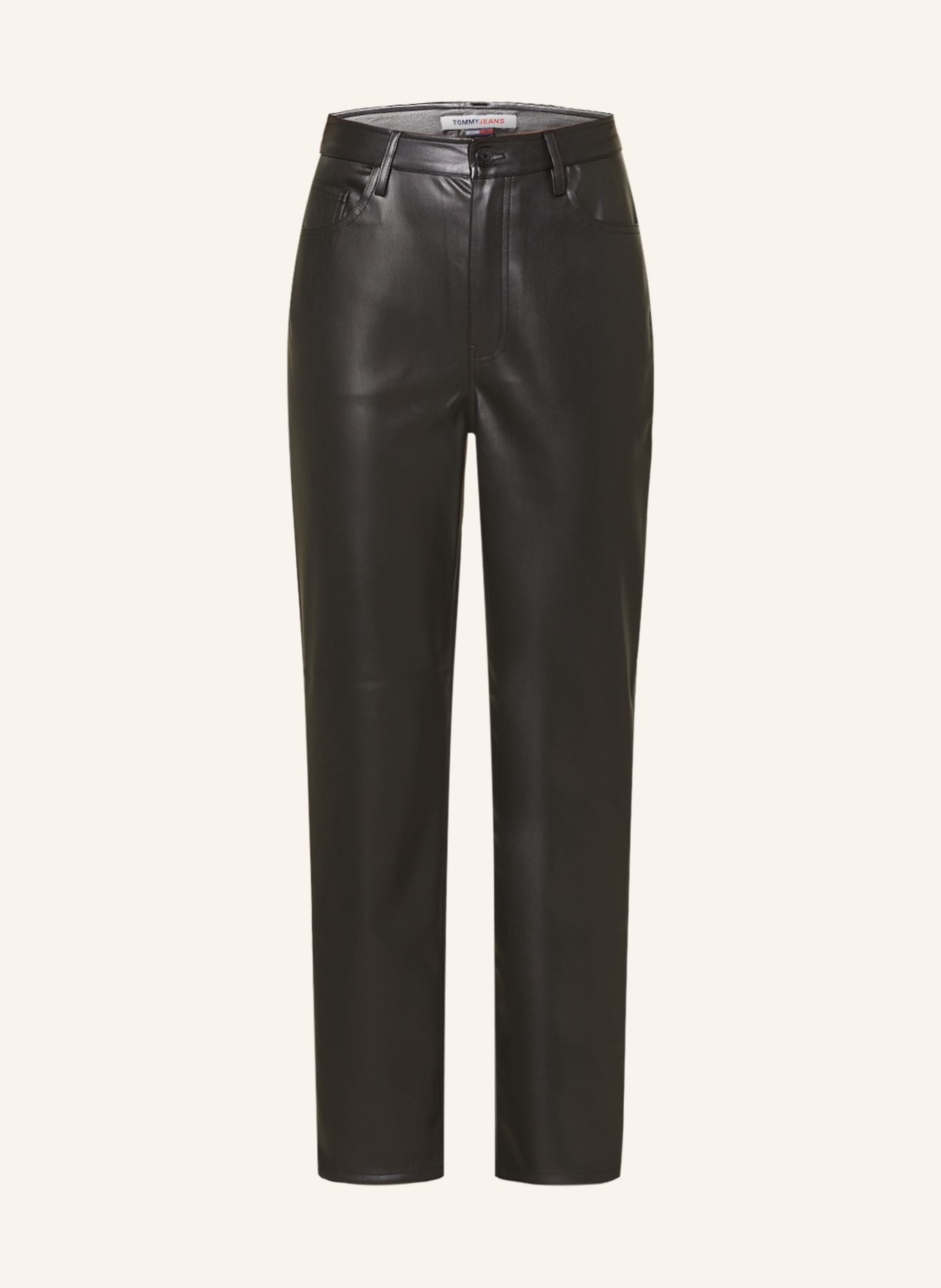 TOMMY JEANS Wide leg trousers JULIE in leather look, Color: BLACK (Image 1)