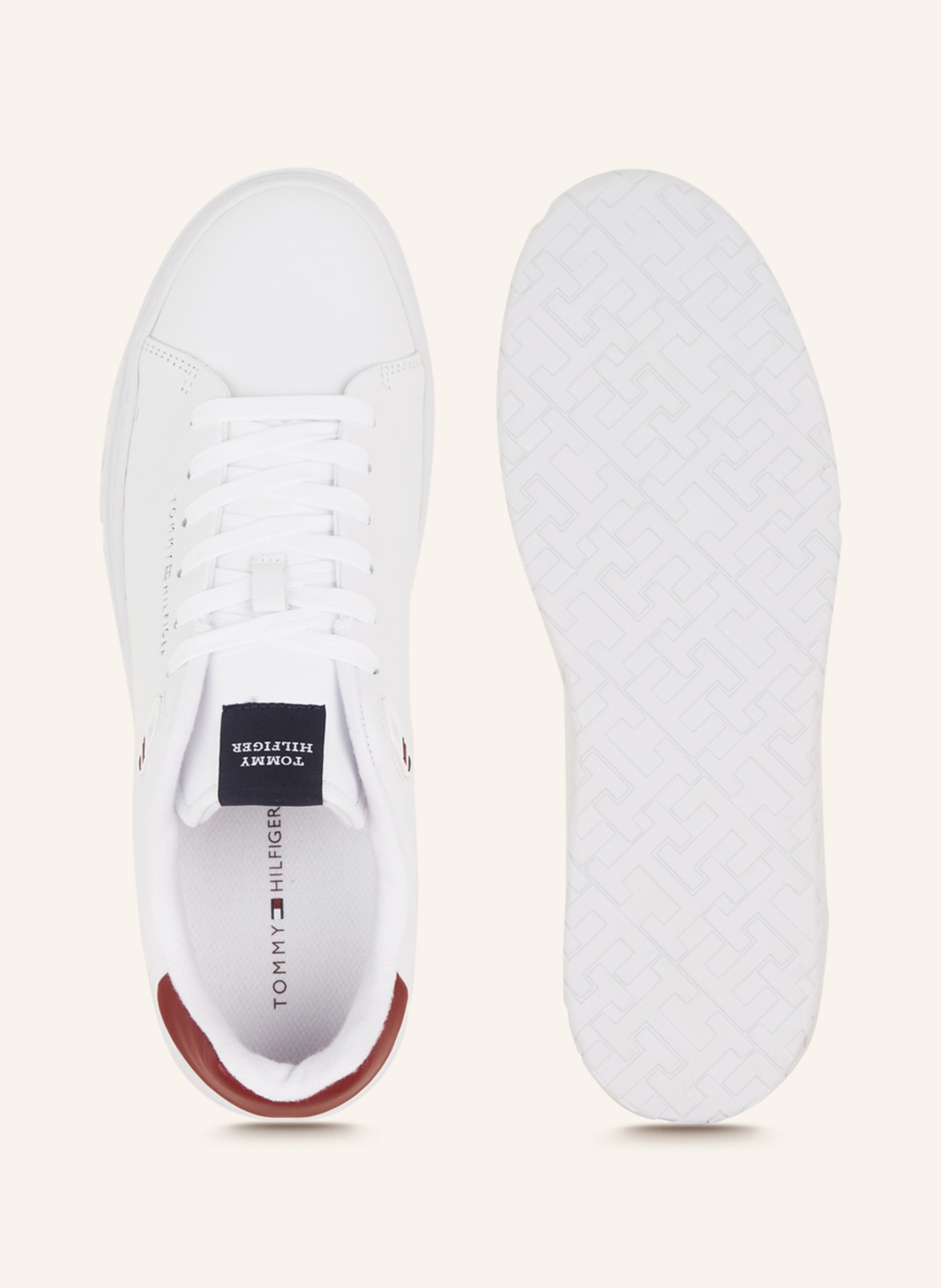 Tommy hilfiger essential leather icon logo sneaker in white deals