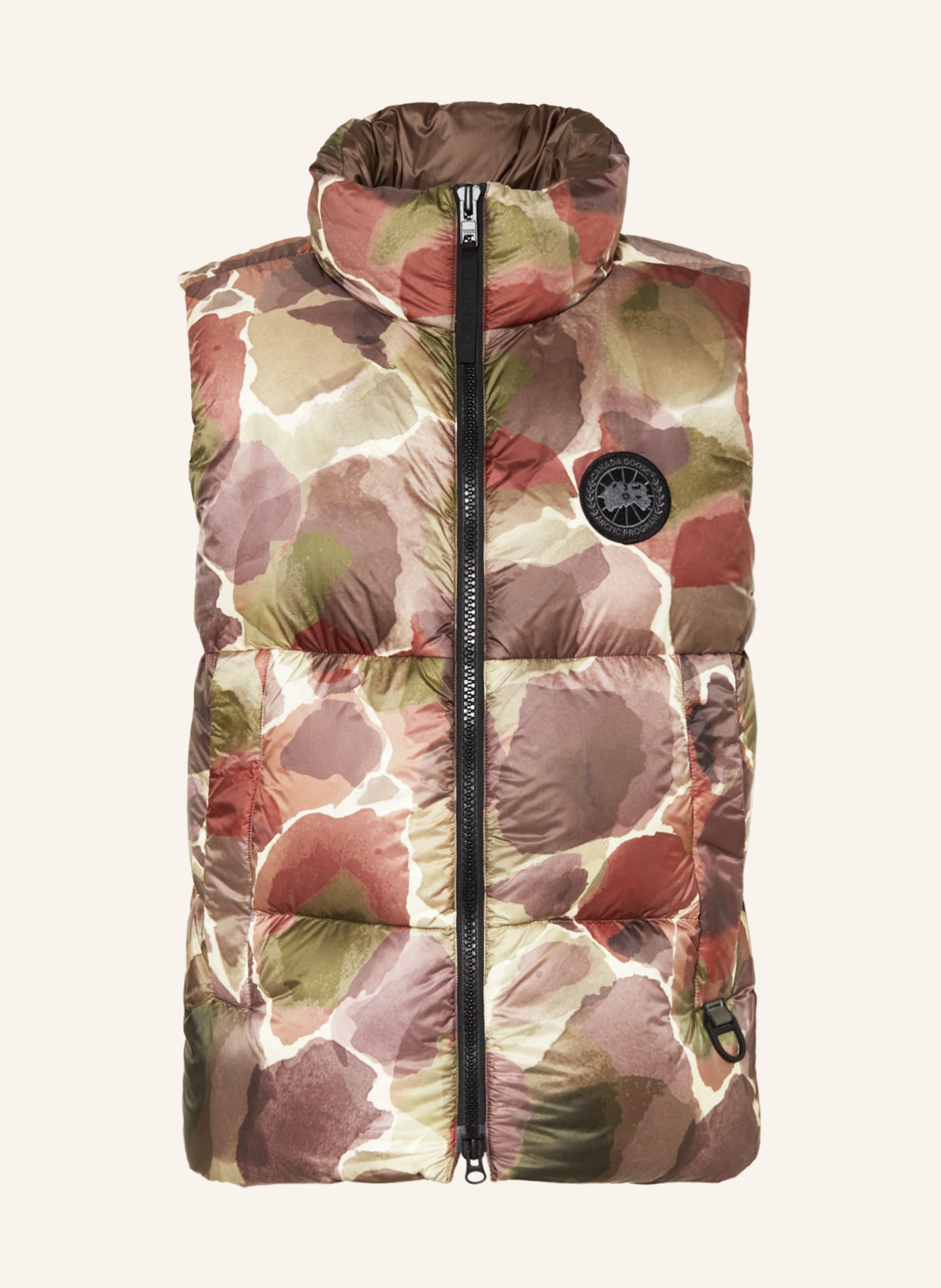 CANADA GOOSE Down vest EVERETT, Color: GREEN/ BROWN/ DARK BROWN (Image 1)
