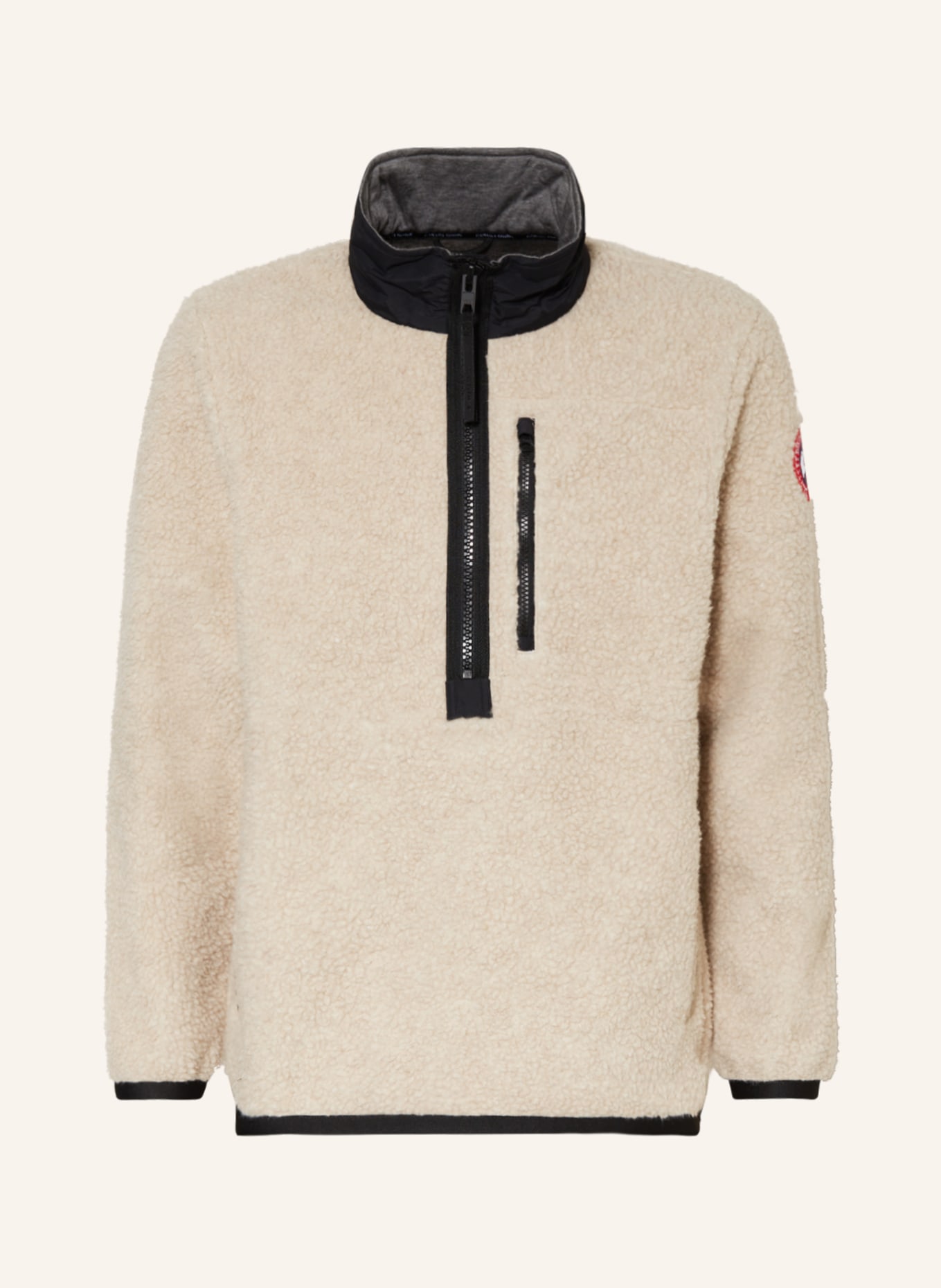 CANADA GOOSE Teddy fur half-zip sweater, Color: BEIGE/ BLACK(Image null)