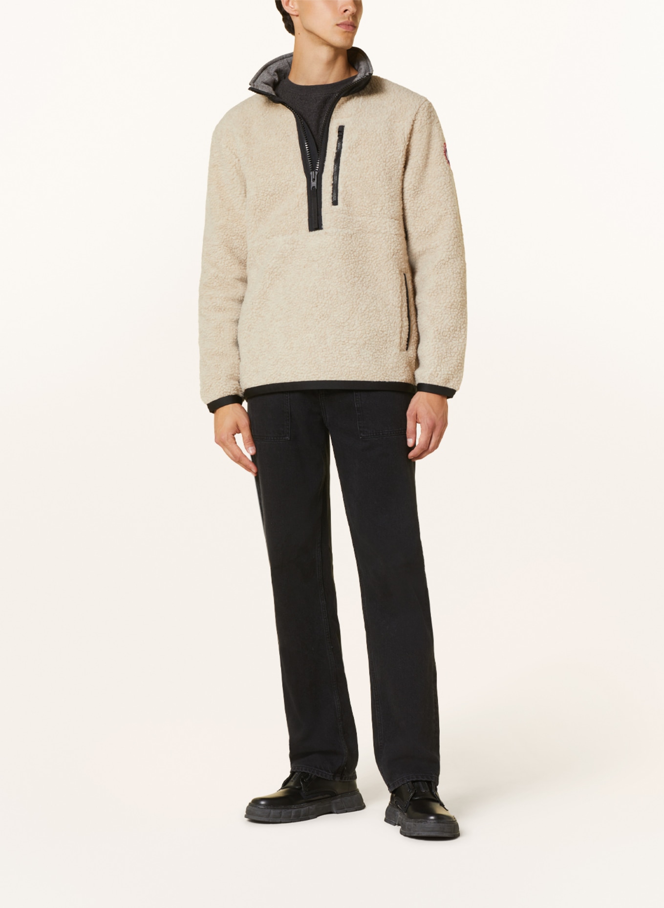 CANADA GOOSE Teddy fur half-zip sweater, Color: BEIGE/ BLACK (Image 2)
