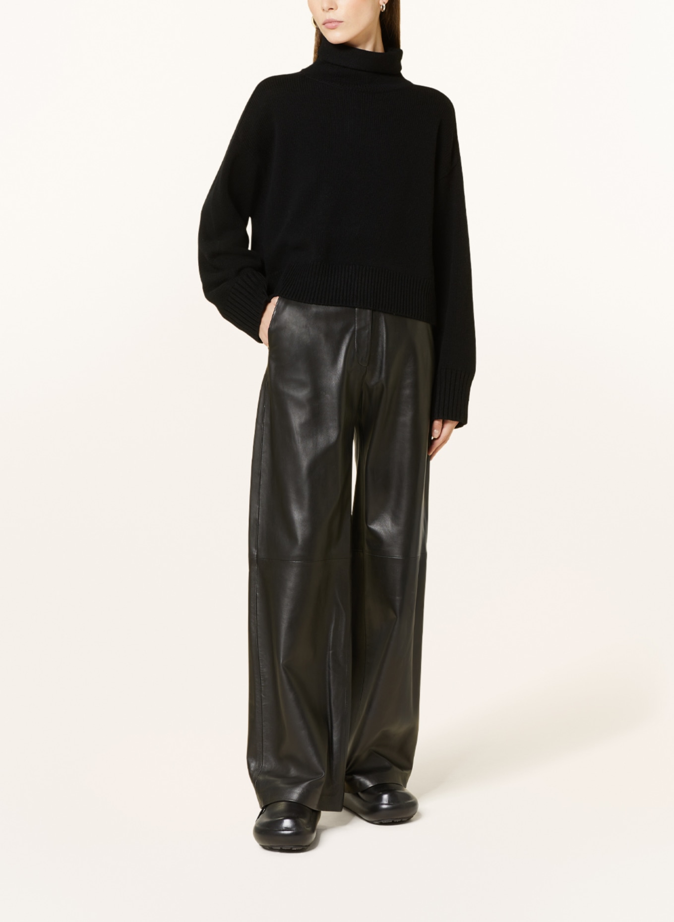 LOULOU STUDIO Leather trousers NORO, Color: BLACK (Image 2)