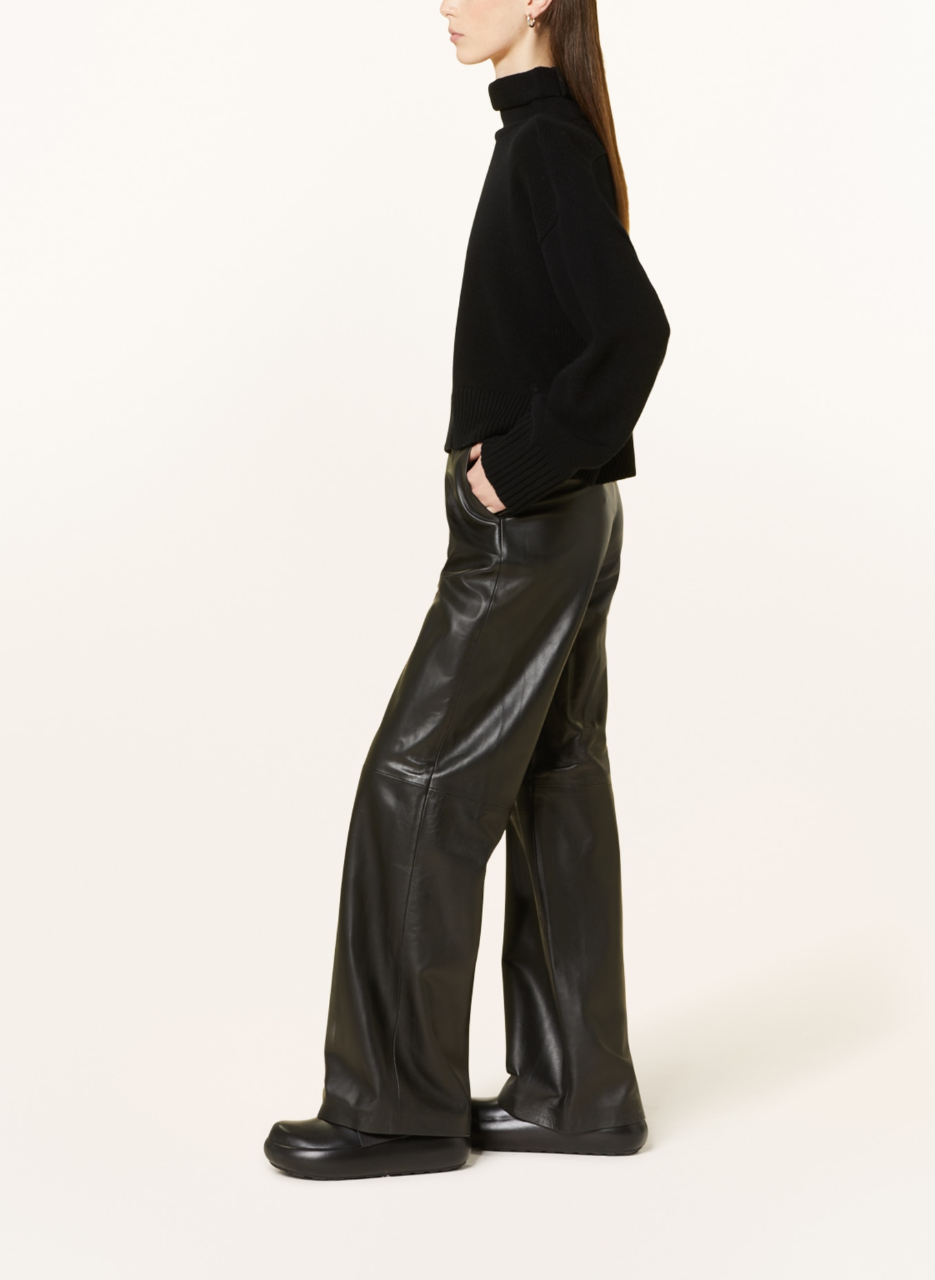 LOULOU STUDIO Leather trousers NORO, Color: BLACK (Image 4)