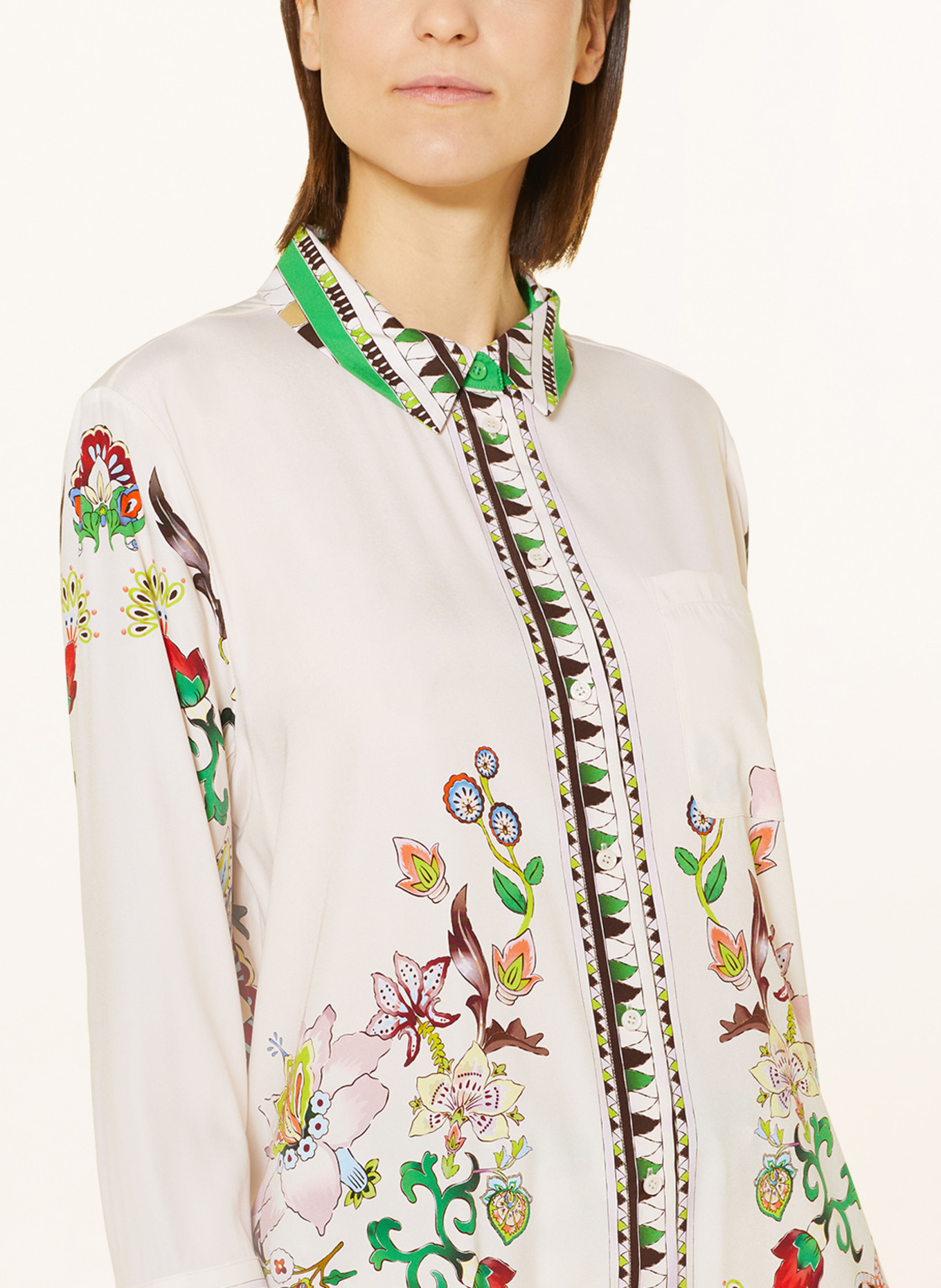 HERZEN'S ANGELEGENHEIT Shirt blouse in silk, Color: CREAM/ BLACK/ GREEN (Image 4)