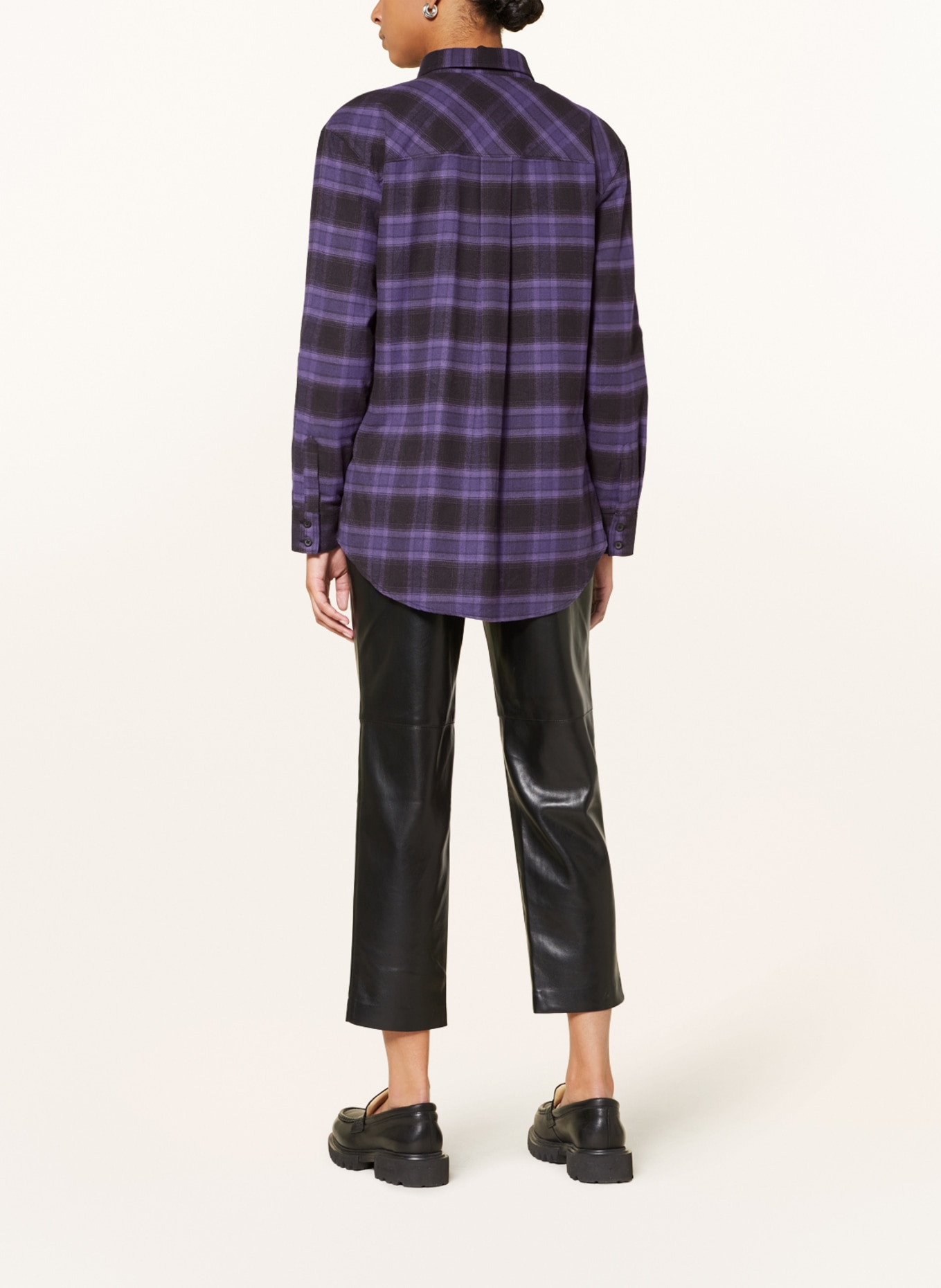 FYNCH-HATTON Shirt blouse in flannel, Color: PURPLE/ BLACK (Image 3)