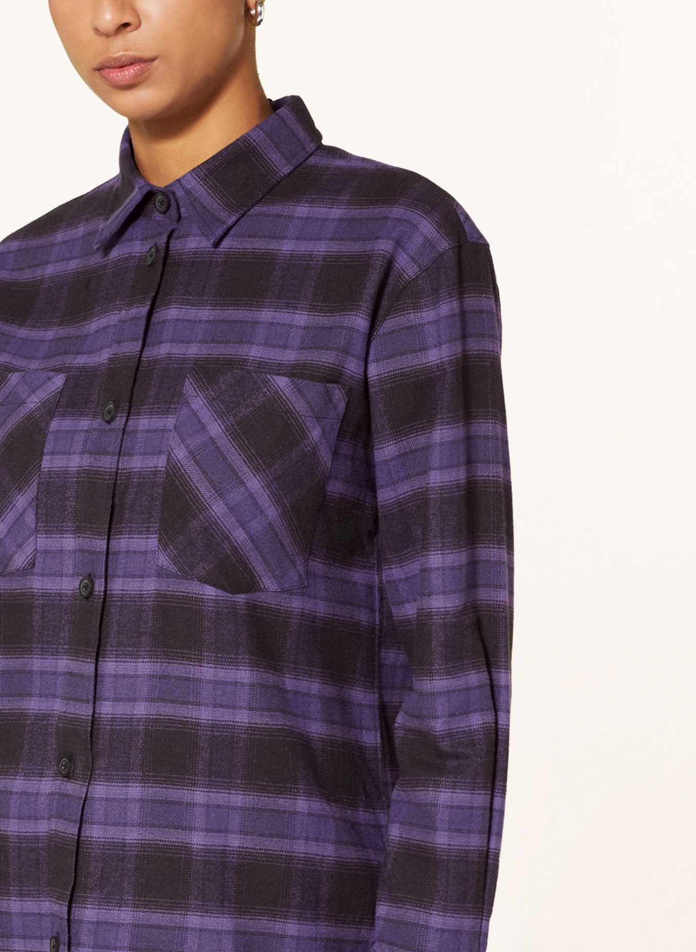 FYNCH-HATTON Shirt blouse in flannel, Color: PURPLE/ BLACK (Image 4)
