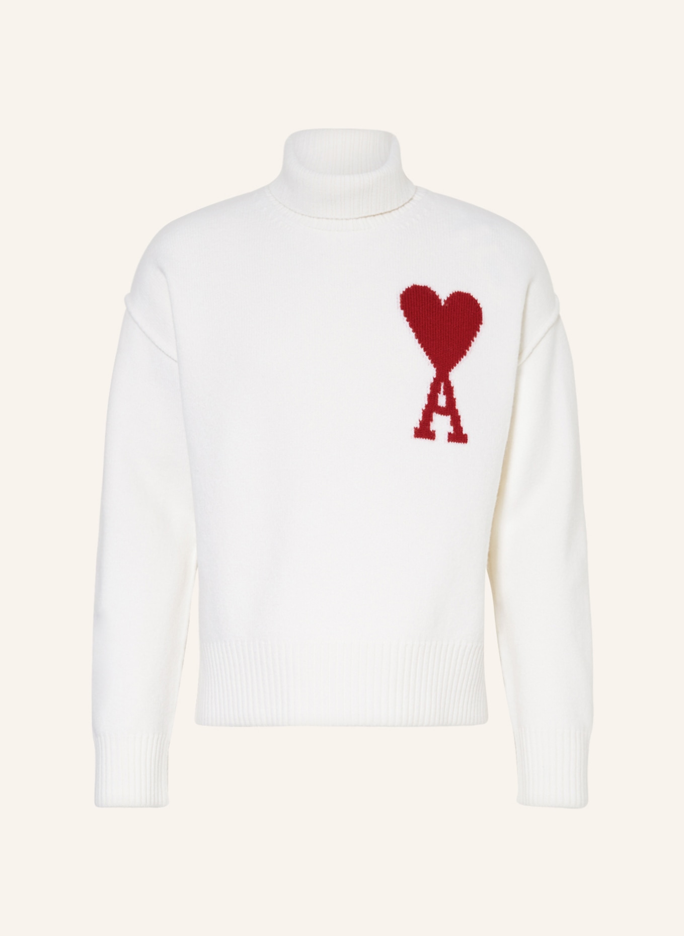 AMI PARIS Turtleneck sweater, Color: CREAM/ DARK RED (Image 1)