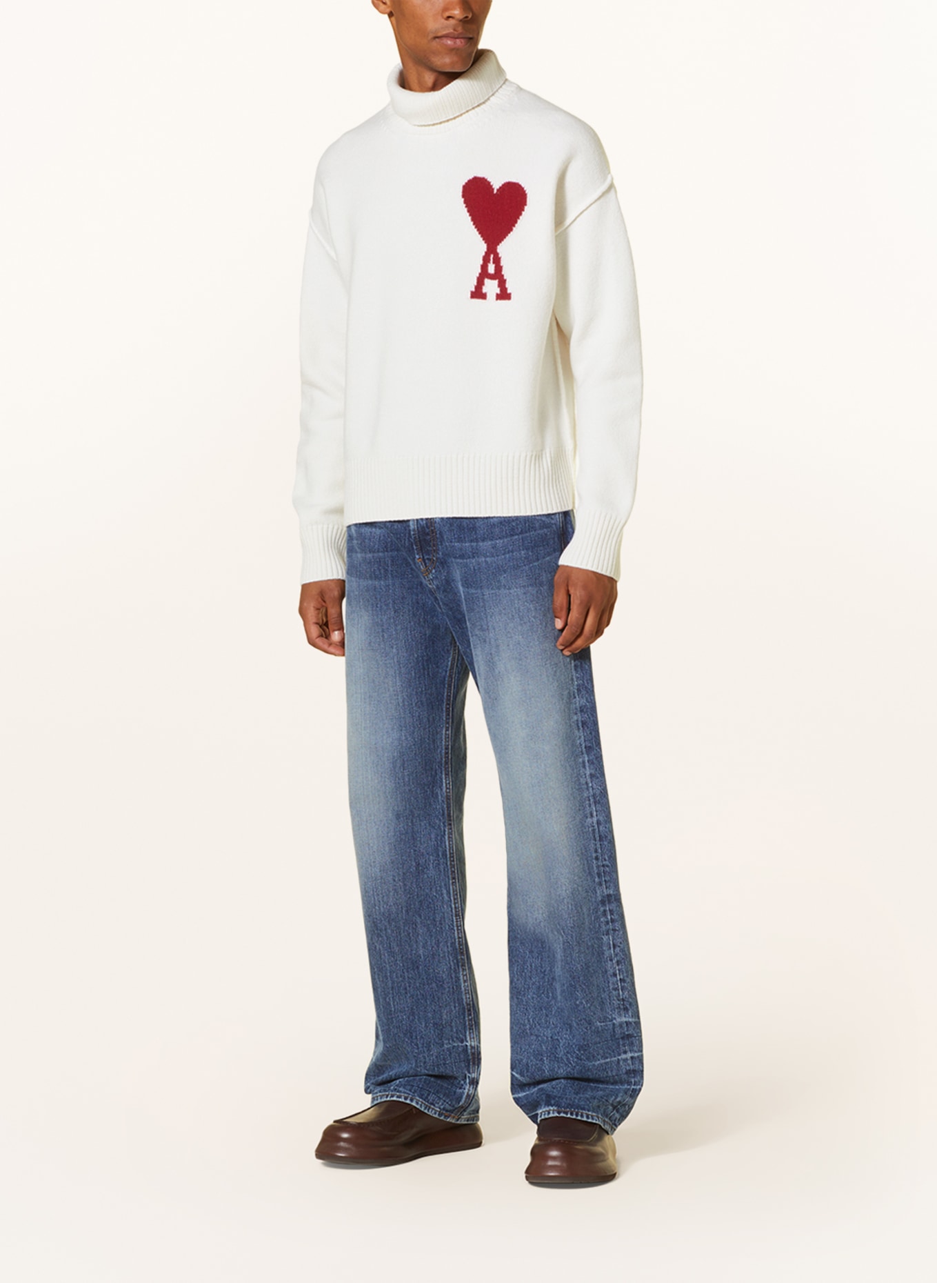 AMI PARIS Turtleneck sweater, Color: CREAM/ DARK RED (Image 2)