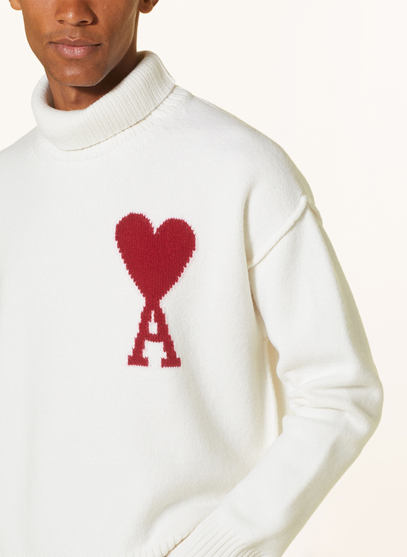 AMI PARIS Turtleneck sweater, Color: CREAM/ DARK RED (Image 4)