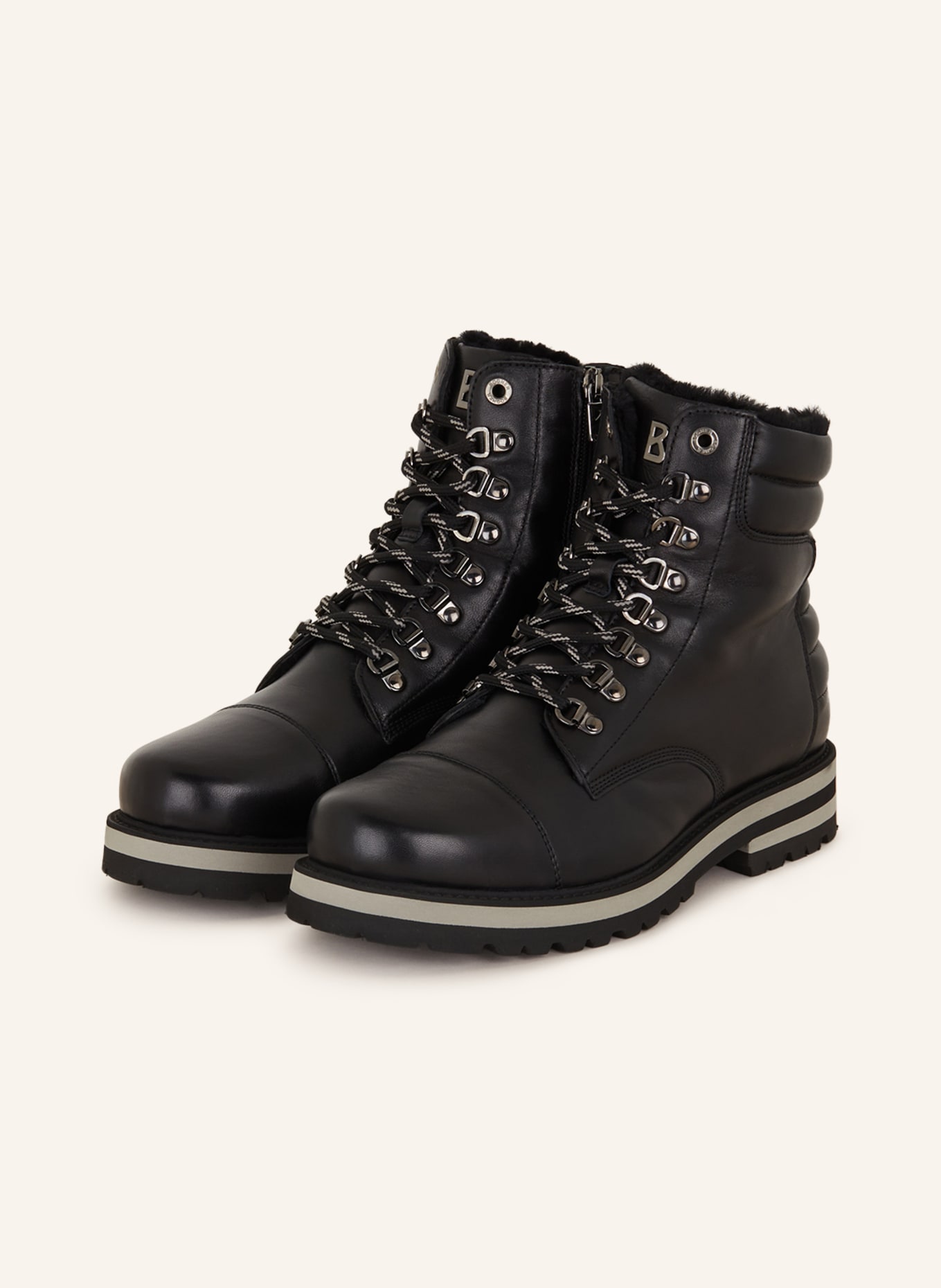 BOGNER Lace-up boots COURCHEVEL 17 with real fur, Color: BLACK (Image 1)