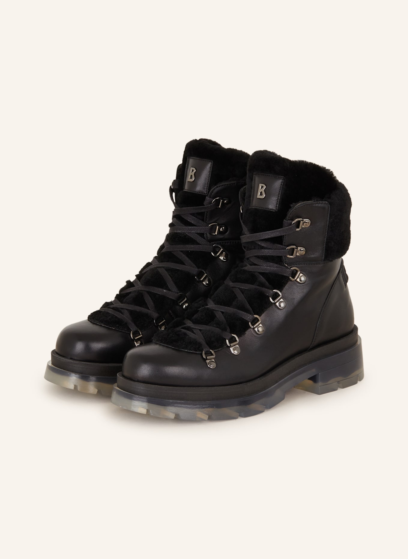 BOGNER Lace-up boots SWANSEA 5 with real fur, Color: BLACK (Image 1)