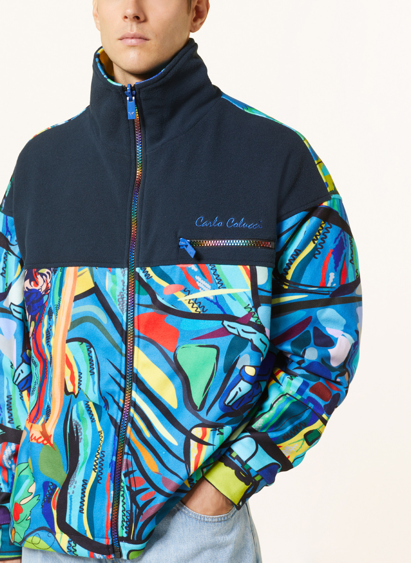 CARLO COLUCCI Fleece jacket, Color: BLUE/ DARK BLUE/ YELLOW (Image 5)