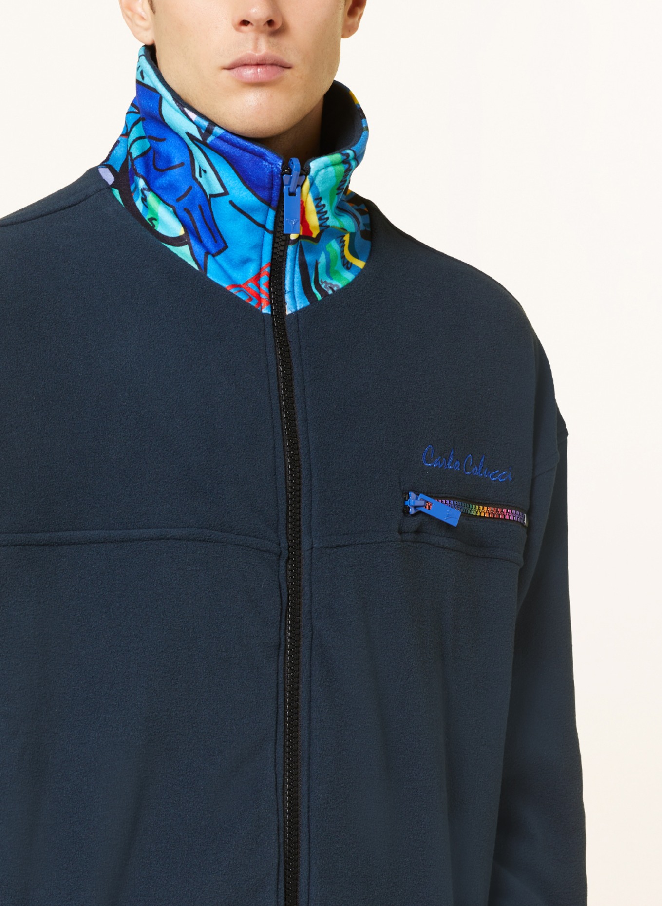 CARLO COLUCCI Fleece jacket, Color: BLUE/ DARK BLUE/ YELLOW (Image 6)