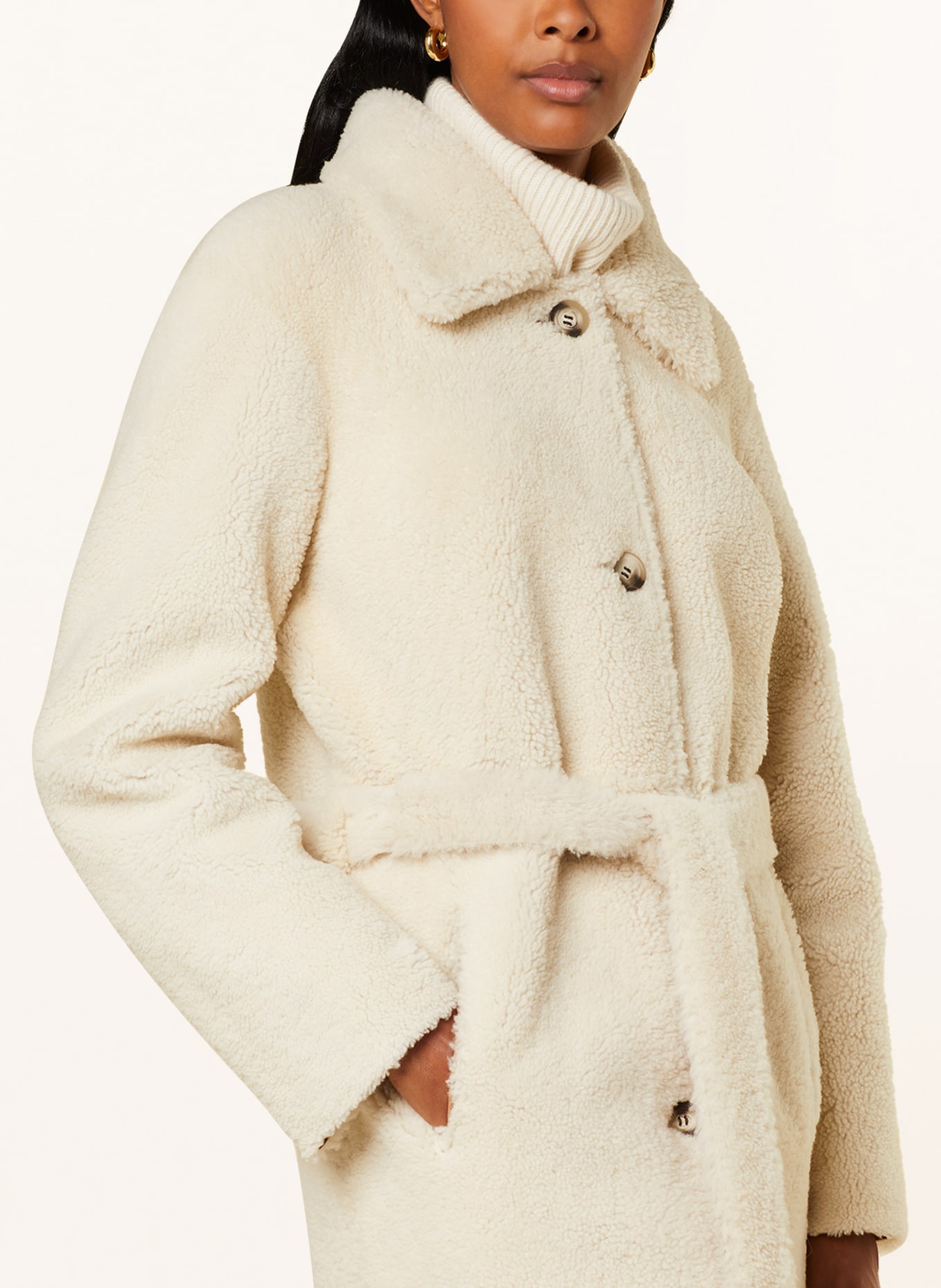 JET SET Real fur coat KIRA reversible in ecru/ cognac