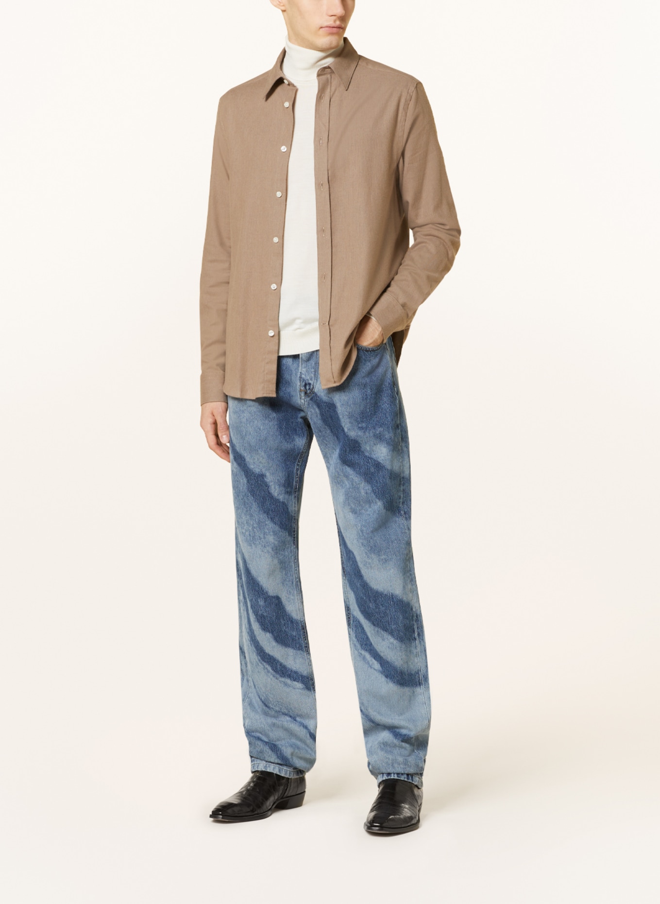 J.LINDEBERG Flannel shirt slim fit, Color: BEIGE (Image 2)