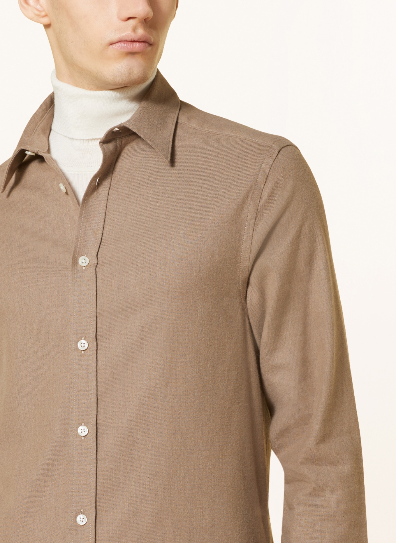 J.LINDEBERG Flannel shirt slim fit, Color: BEIGE (Image 4)