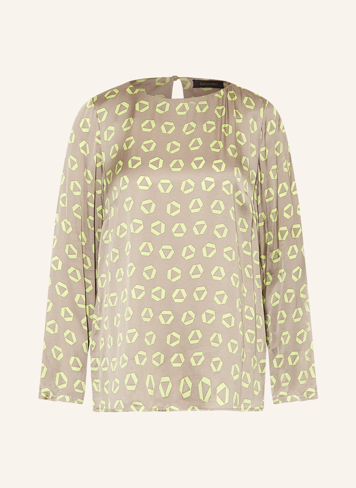 ELENA MIRO Shirt blouse in satin, Color: TAUPE/ LIGHT GREEN (Image 1)