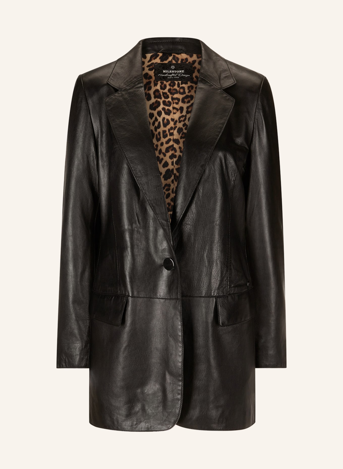 MILESTONE Leather blazer MSCOLI, Color: BLACK (Image 1)