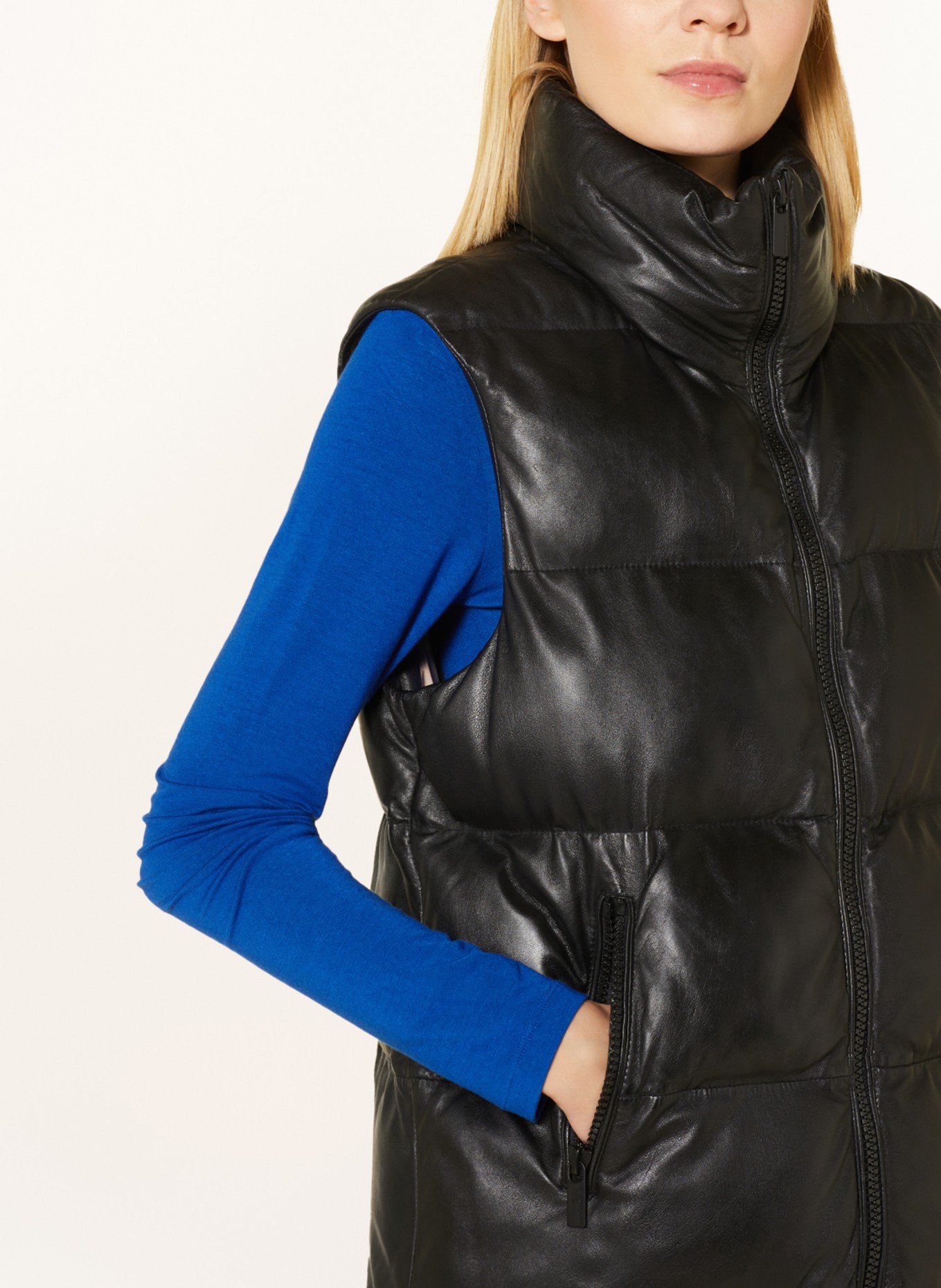 MILESTONE Quilted vest MSABIONA made of leather, Color: BLACK (Image 4)