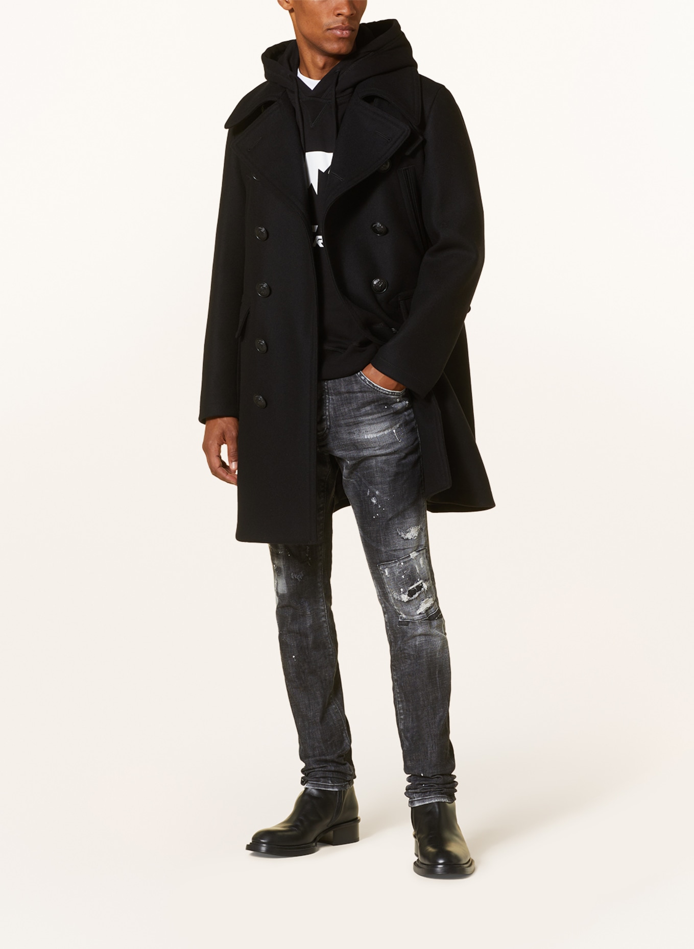 DSQUARED2 Wool coat, Color: BLACK (Image 2)
