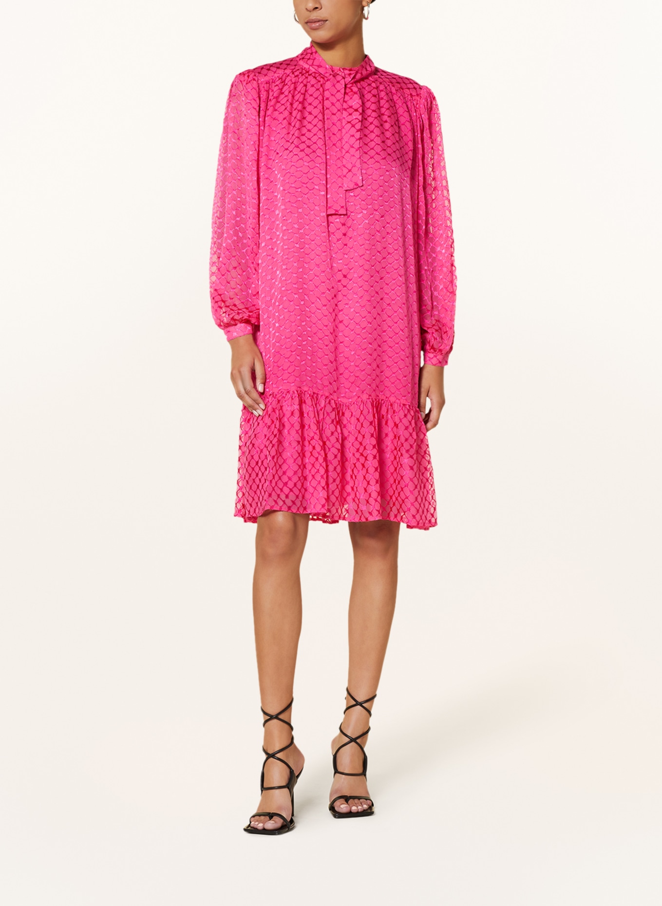 Lala Berlin Bow-tie collar dress DAY with silk, Color: NEON PINK (Image 2)