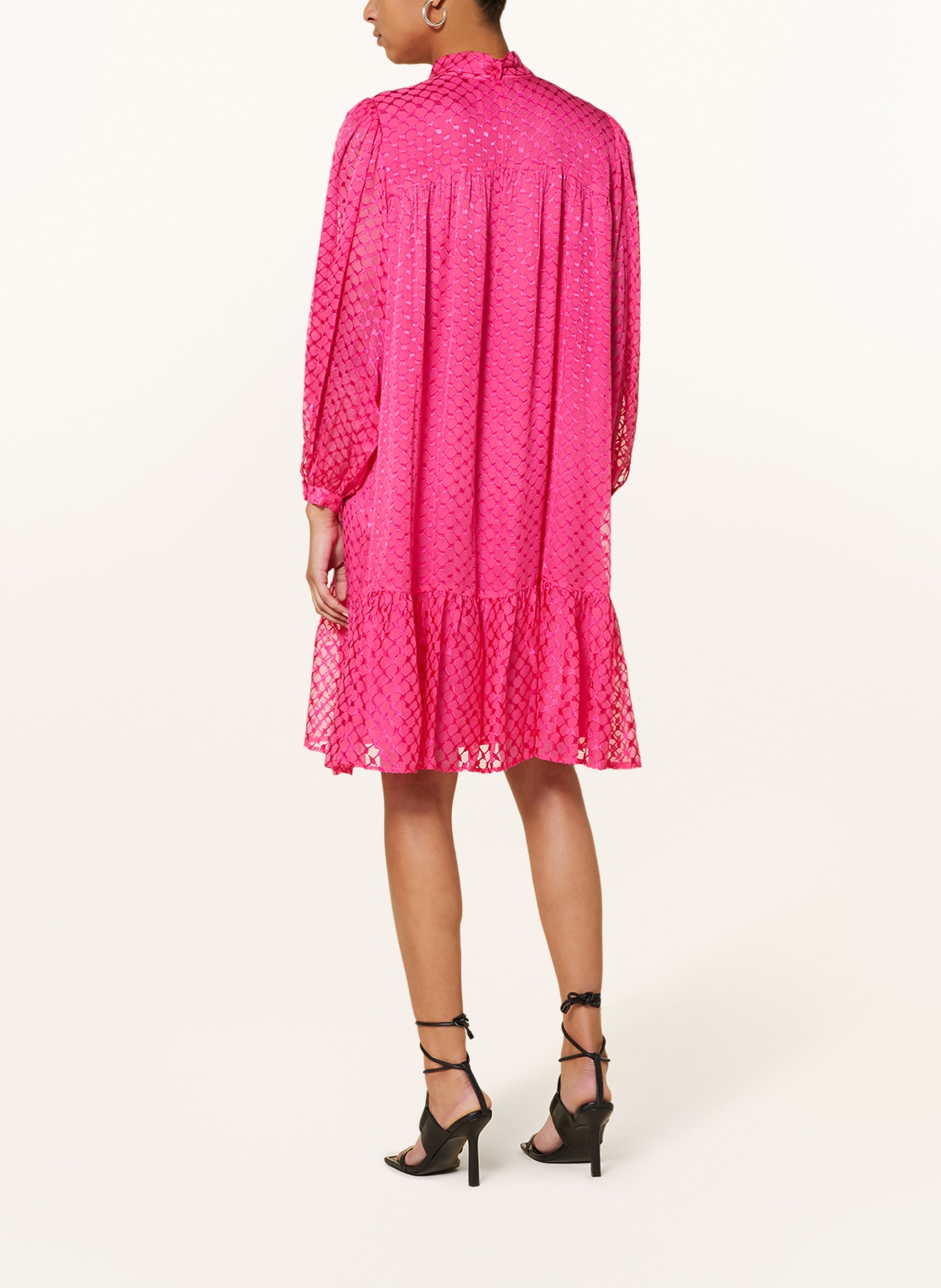 Lala Berlin Bow-tie collar dress DAY with silk, Color: NEON PINK (Image 3)