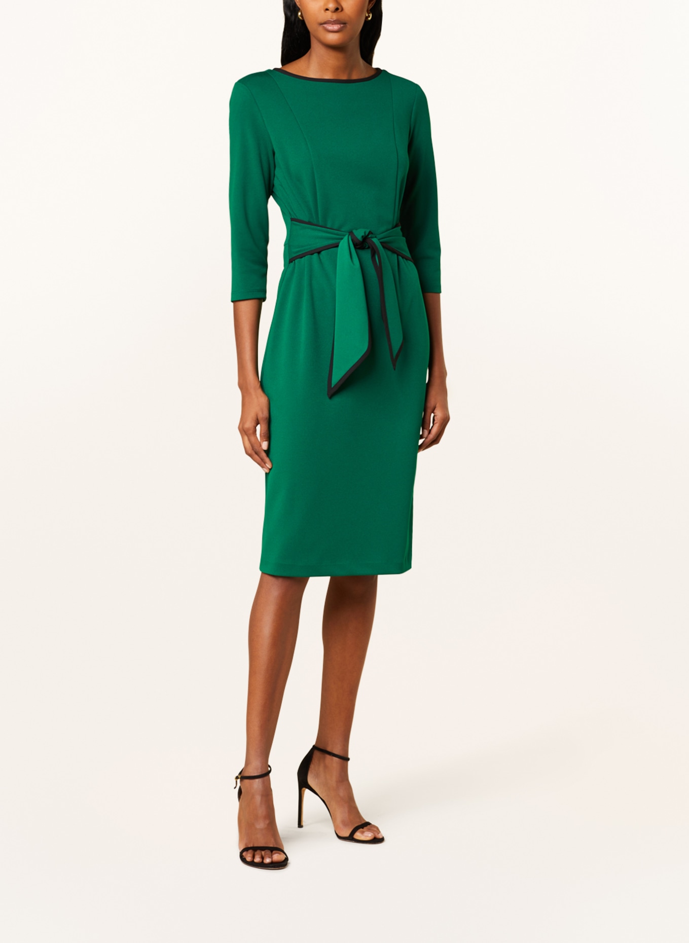 Joseph Ribkoff Dress with 3/4 sleeves, Color: GREEN/ BLACK (Image 2)