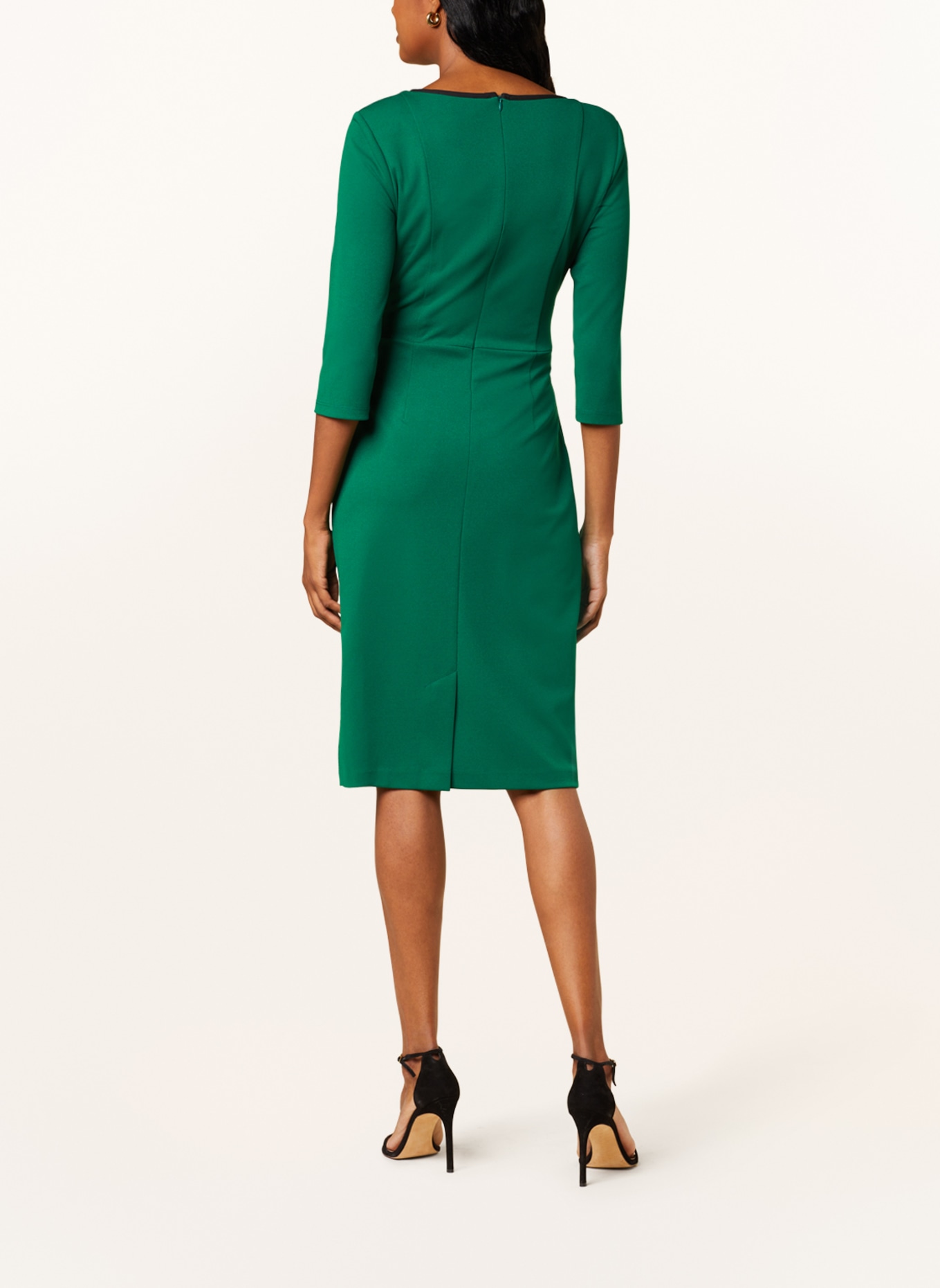 Joseph Ribkoff Dress with 3/4 sleeves, Color: GREEN/ BLACK (Image 3)