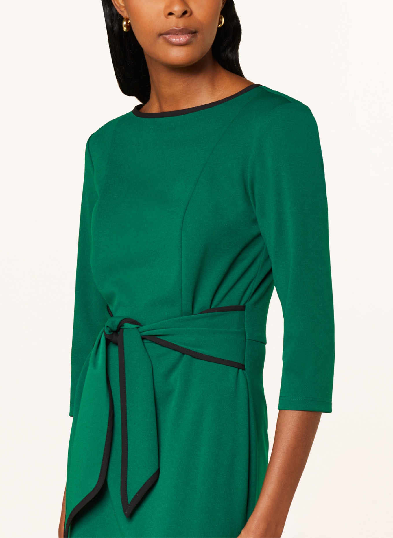 Joseph Ribkoff Dress with 3/4 sleeves, Color: GREEN/ BLACK (Image 4)