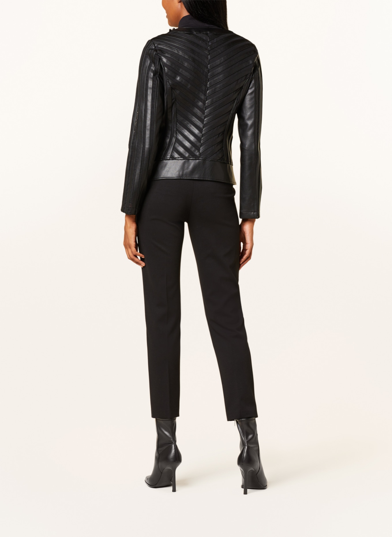 Joseph Ribkoff Jacket in leather look with decorative gems, Color: BLACK (Image 3)