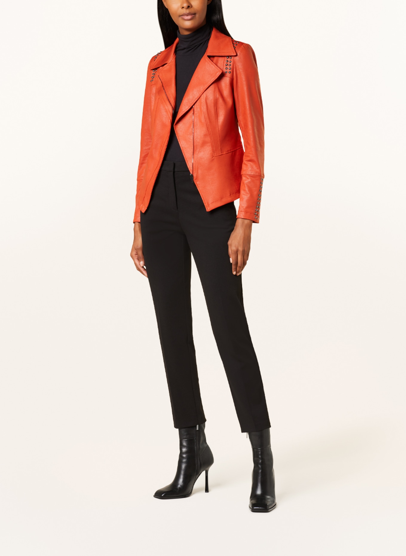 Joseph Ribkoff Jacket in leather look with rivets, Color: ORANGE (Image 2)