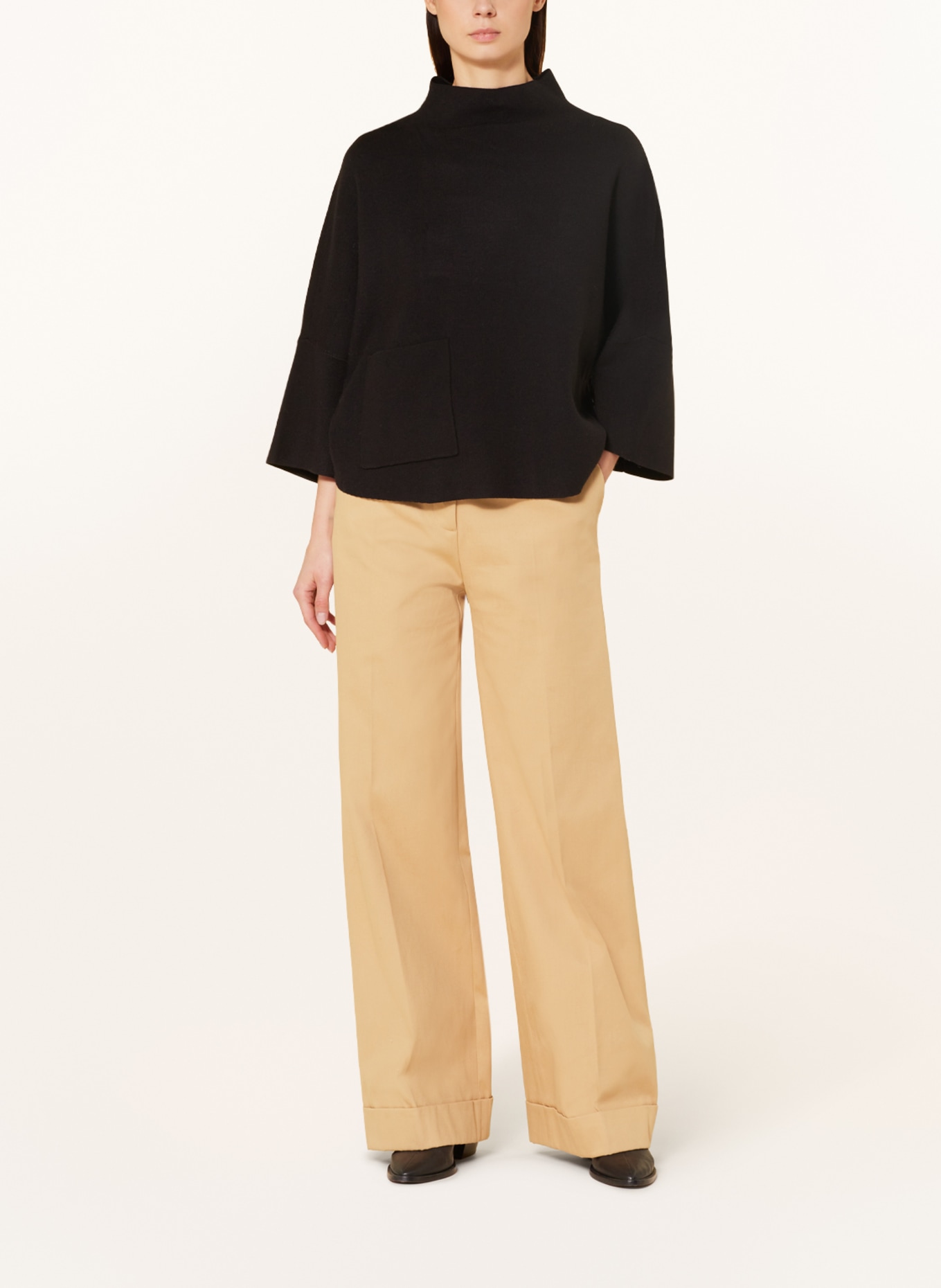 Joseph Ribkoff Oversized sweater with 3/4 sleeves, Color: BLACK (Image 2)
