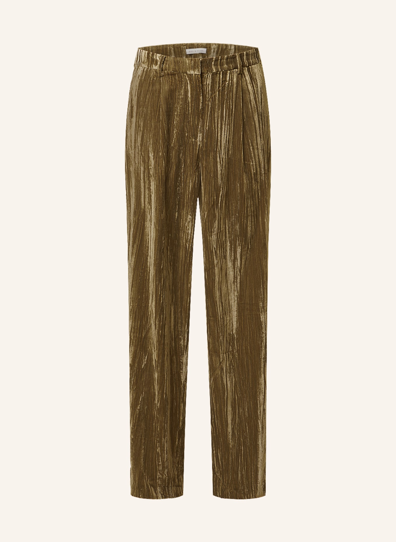 MRS & HUGS Wide leg trousers made of velvet, Color: KHAKI (Image 1)