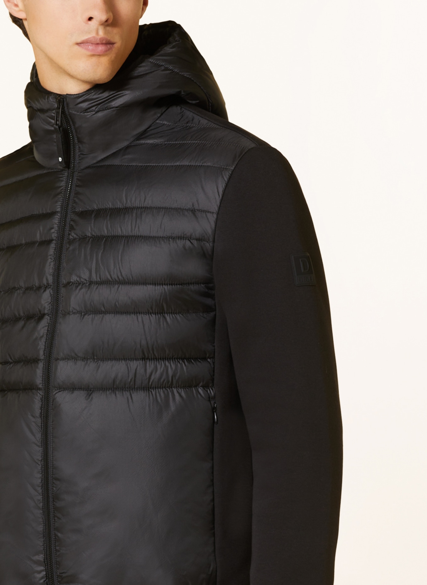 DIGEL Lightweight quilted jacket PIERO in mixed materials, Color: BLACK (Image 5)