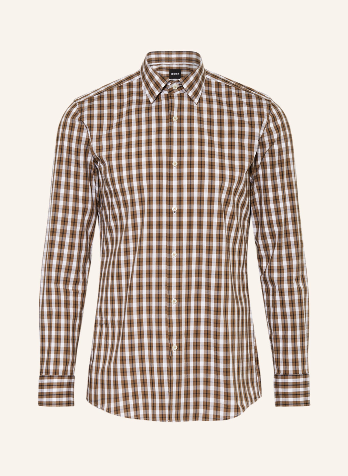 BOSS Shirt HANK slim fit, Color: BEIGE/ WHITE/ BLACK (Image 1)