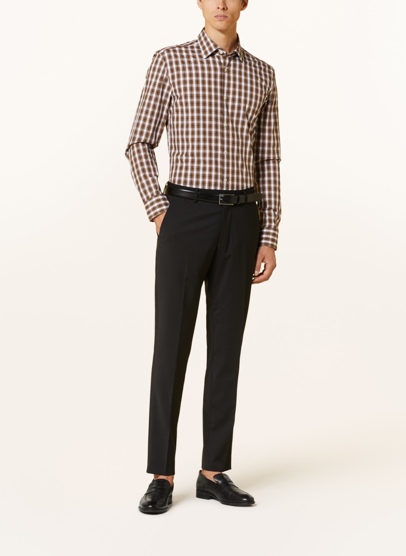 BOSS Shirt HANK slim fit, Color: BEIGE/ WHITE/ BLACK (Image 2)