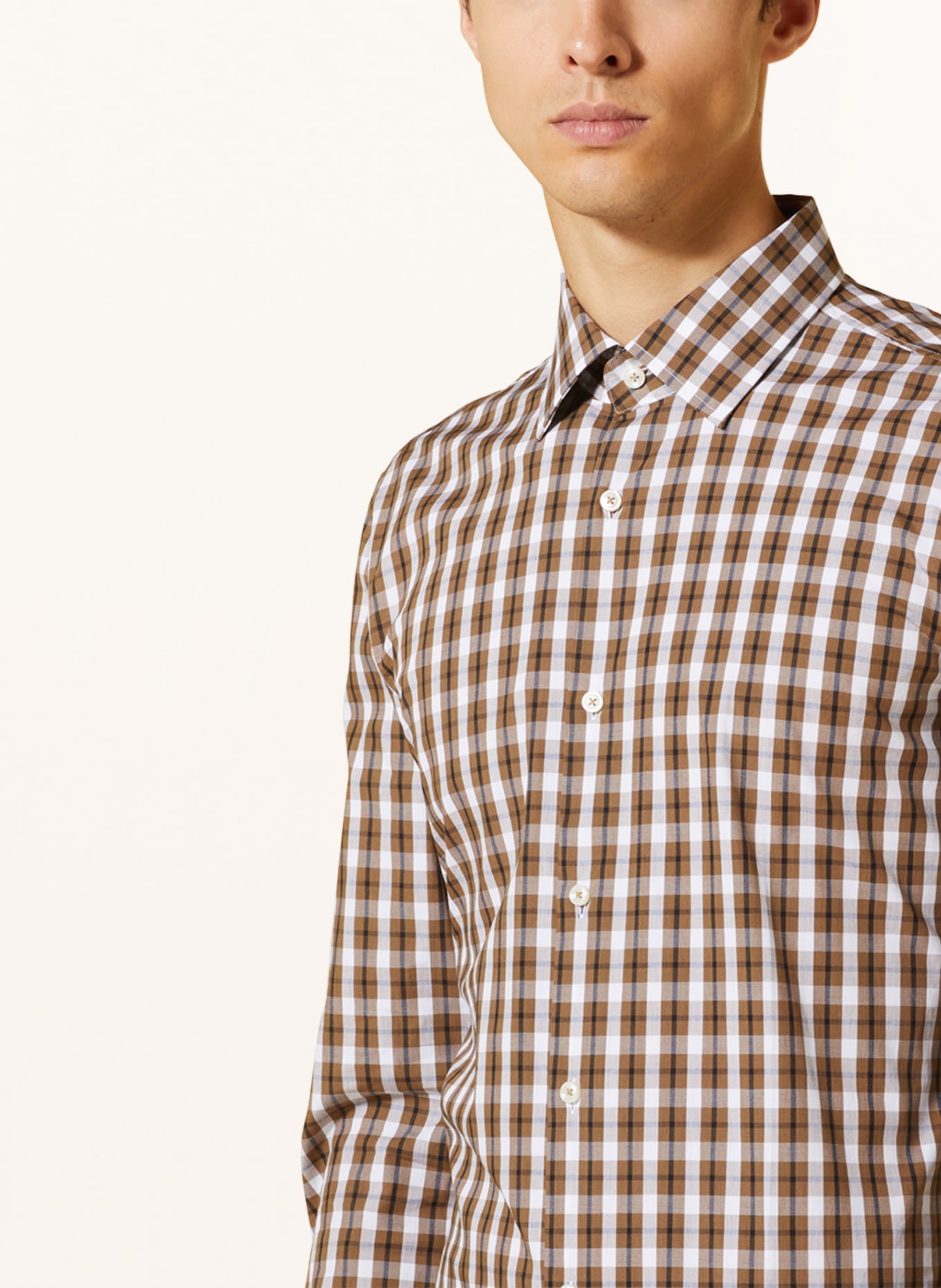 BOSS Shirt HANK slim fit, Color: BEIGE/ WHITE/ BLACK (Image 4)