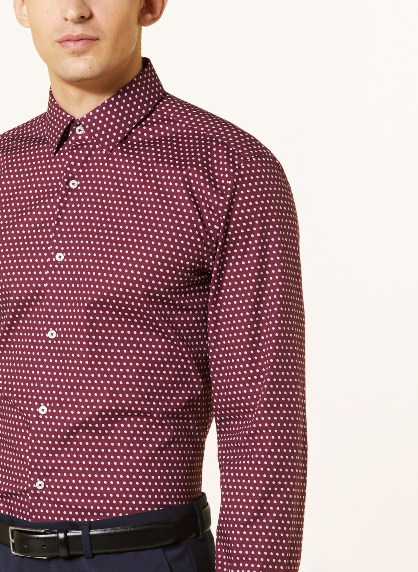 BOSS Shirt HANK slim fit, Color: DARK RED/ LIGHT PINK/ WHITE (Image 4)