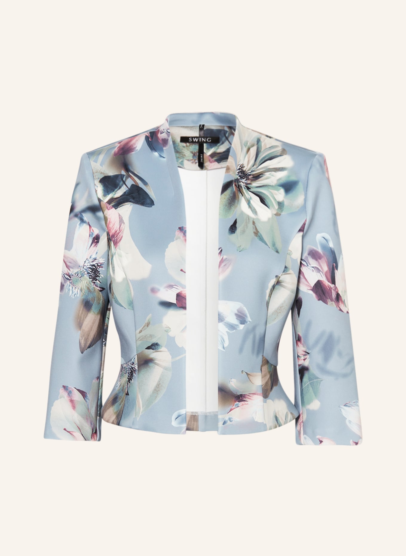 SWING Boxy jacket with 3/4 sleeves, Color: LIGHT GREEN/ LIGHT BLUE/ DUSKY PINK (Image 1)