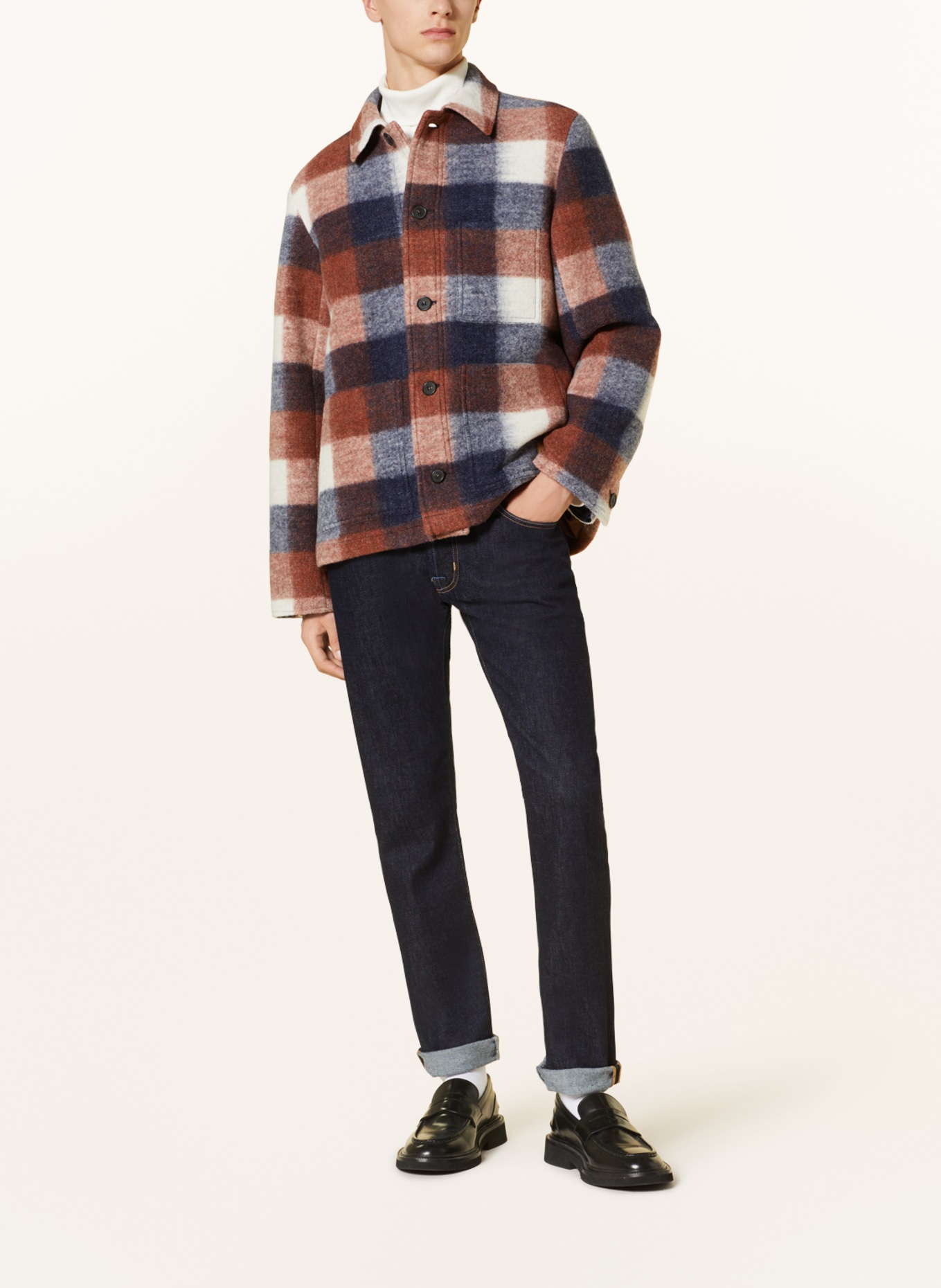 A.P.C. Overshirt EMILE, Color: BLUE/ WHITE/ RED (Image 2)