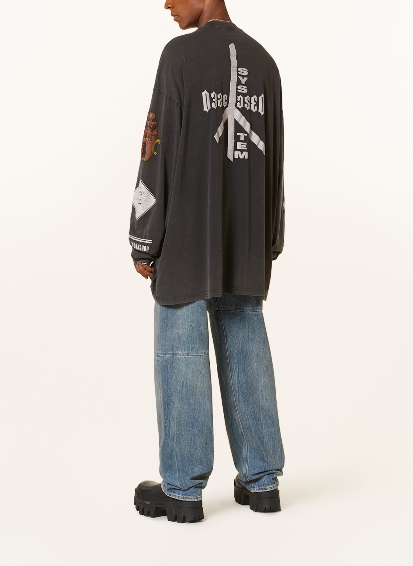 032c Oversized shirt RECOLLECTION, Color: DARK GRAY/ LIGHT GRAY (Image 2)