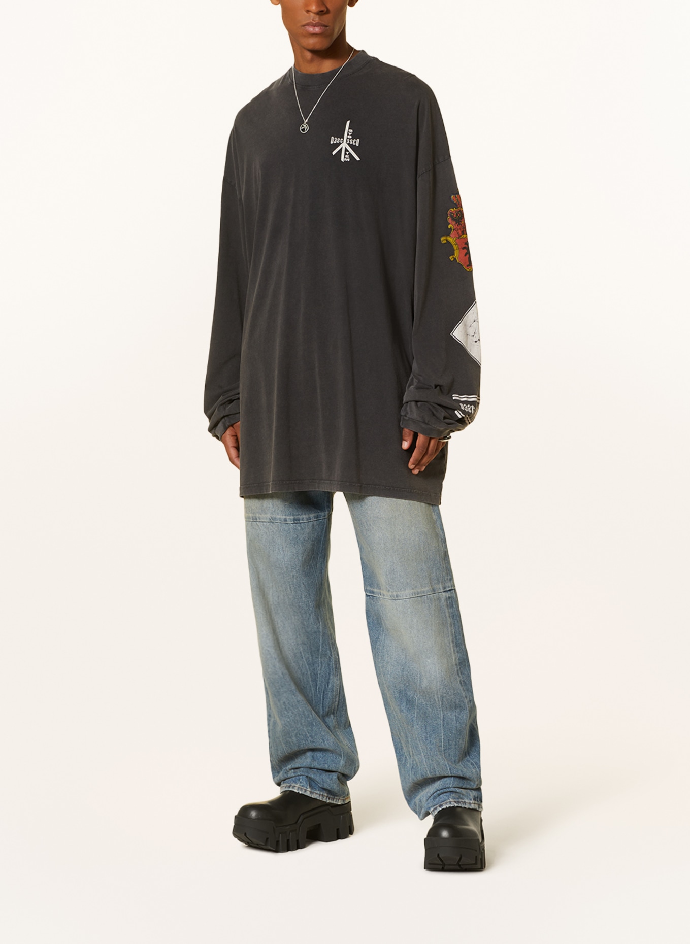 032c Oversized shirt RECOLLECTION, Color: DARK GRAY/ LIGHT GRAY (Image 3)