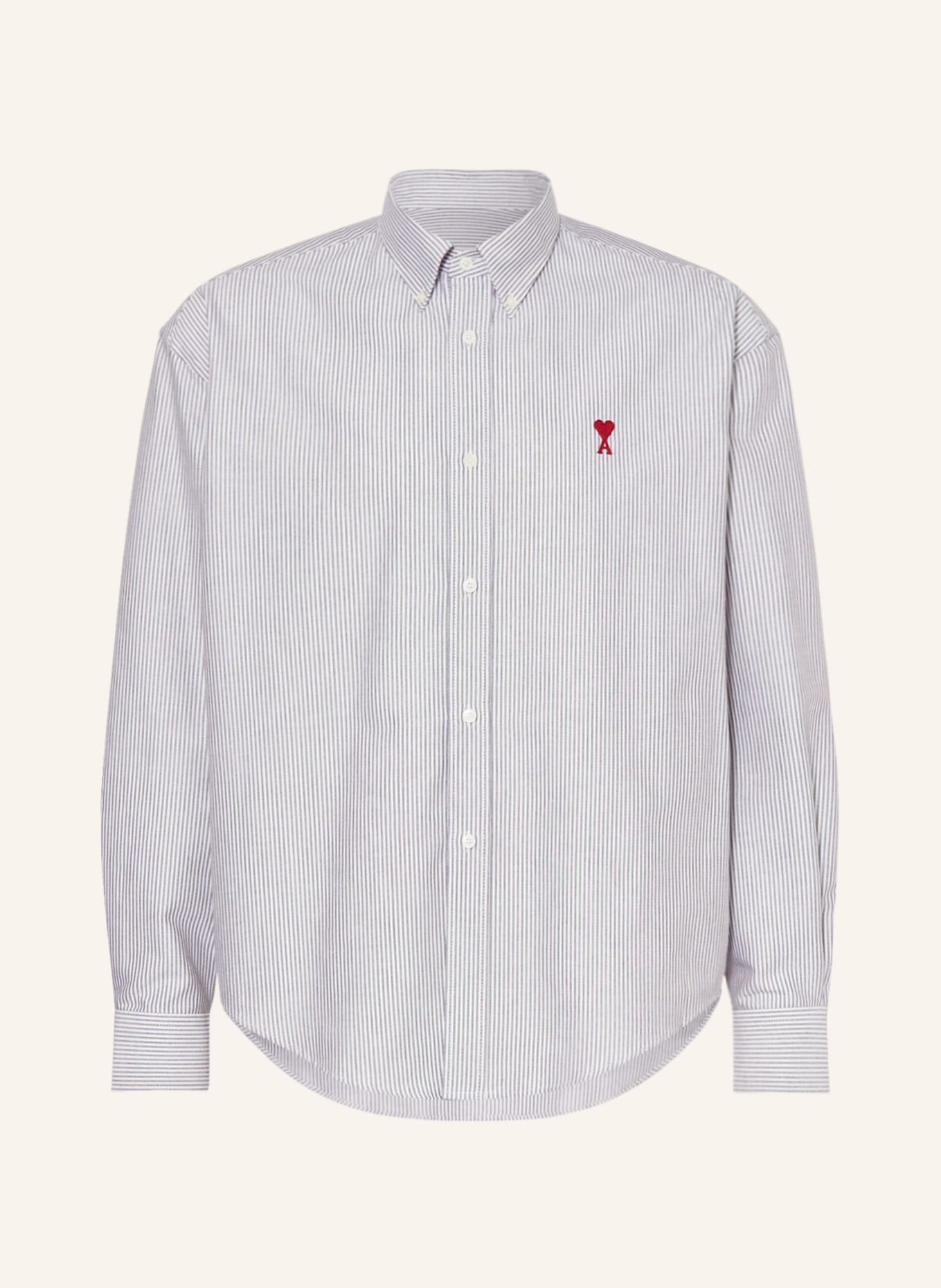 AMI PARIS Shirt comfort fit in gray/ white