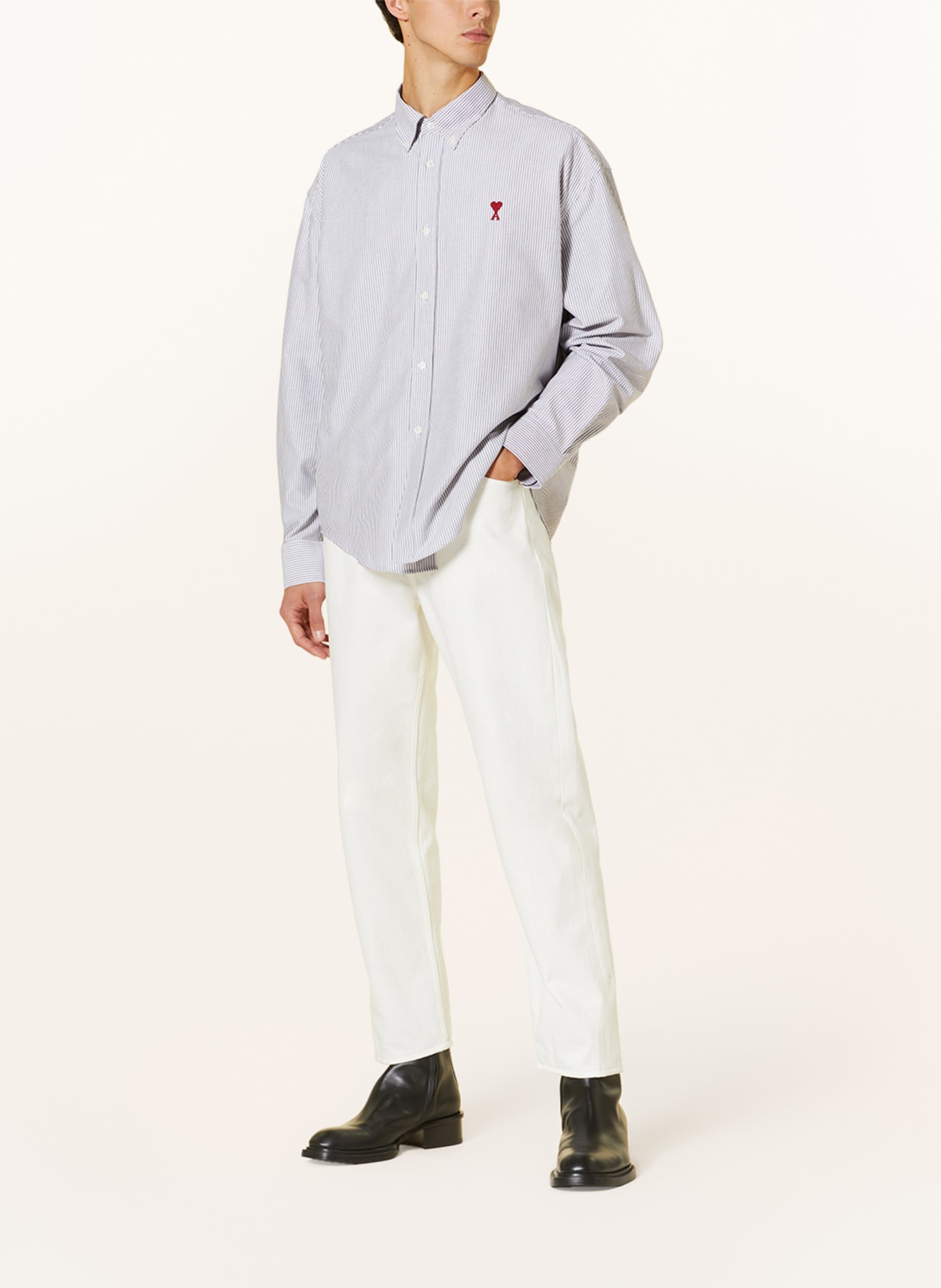AMI PARIS Shirt comfort fit, Color: GRAY/ WHITE (Image 2)